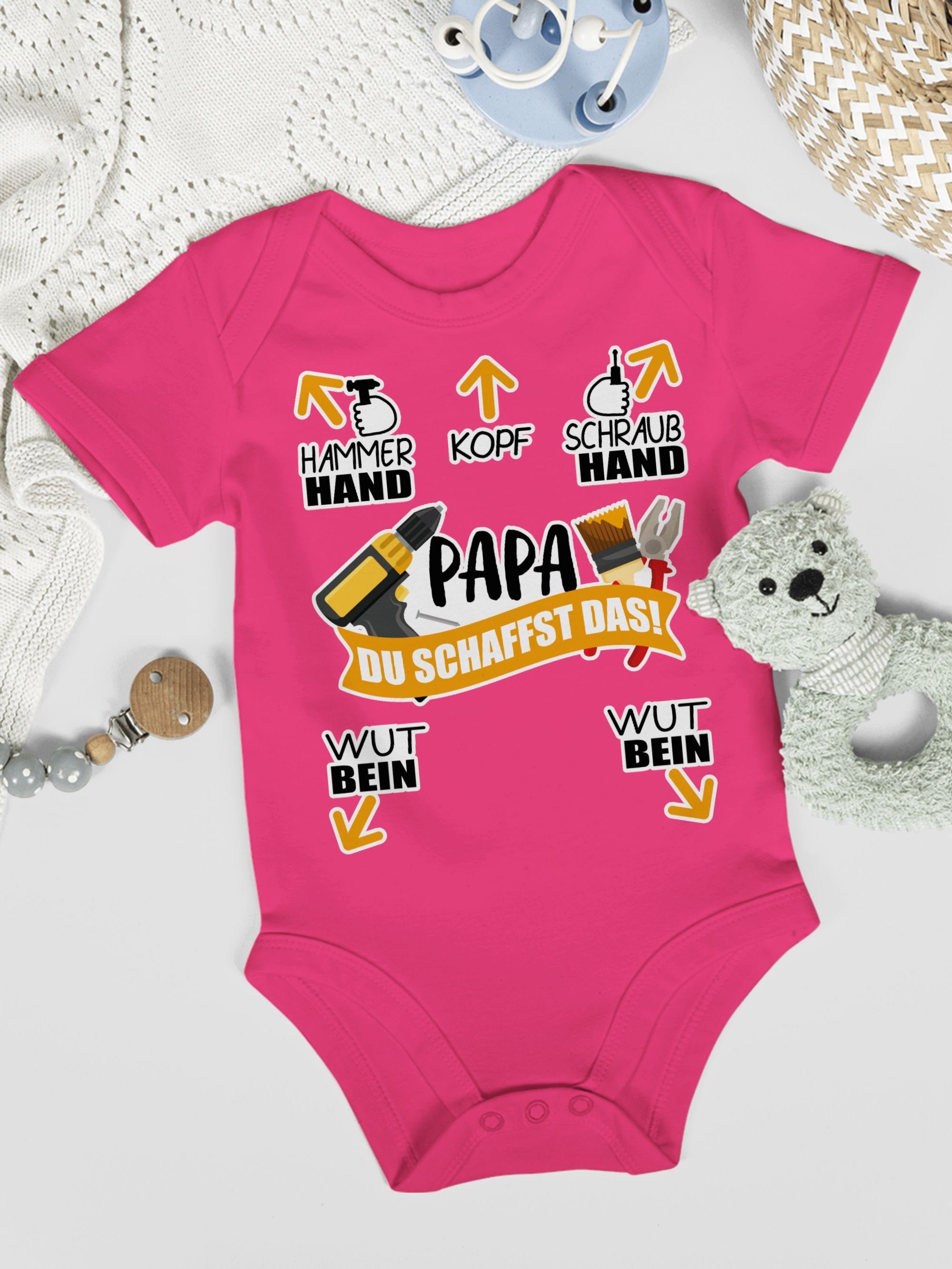 Shirtracer Shirtbody Papa 3 - Geschenk Baby schaffst Vatertag Fuchsia das! Du - Werkzeug