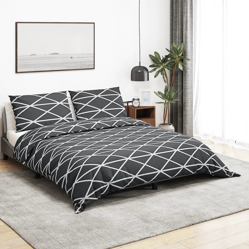 vidaXL Bettbezug vidaXL Bettwäsche-Set Grau 200x200 cm Baumwolle