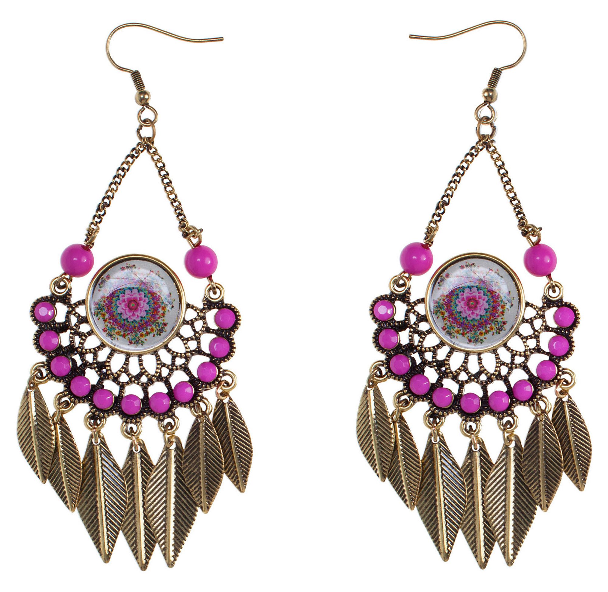 Desigual Paar Ohrhänger Etnik (2-tlg), Ohrhänger Boho-Touch antik vergoldet