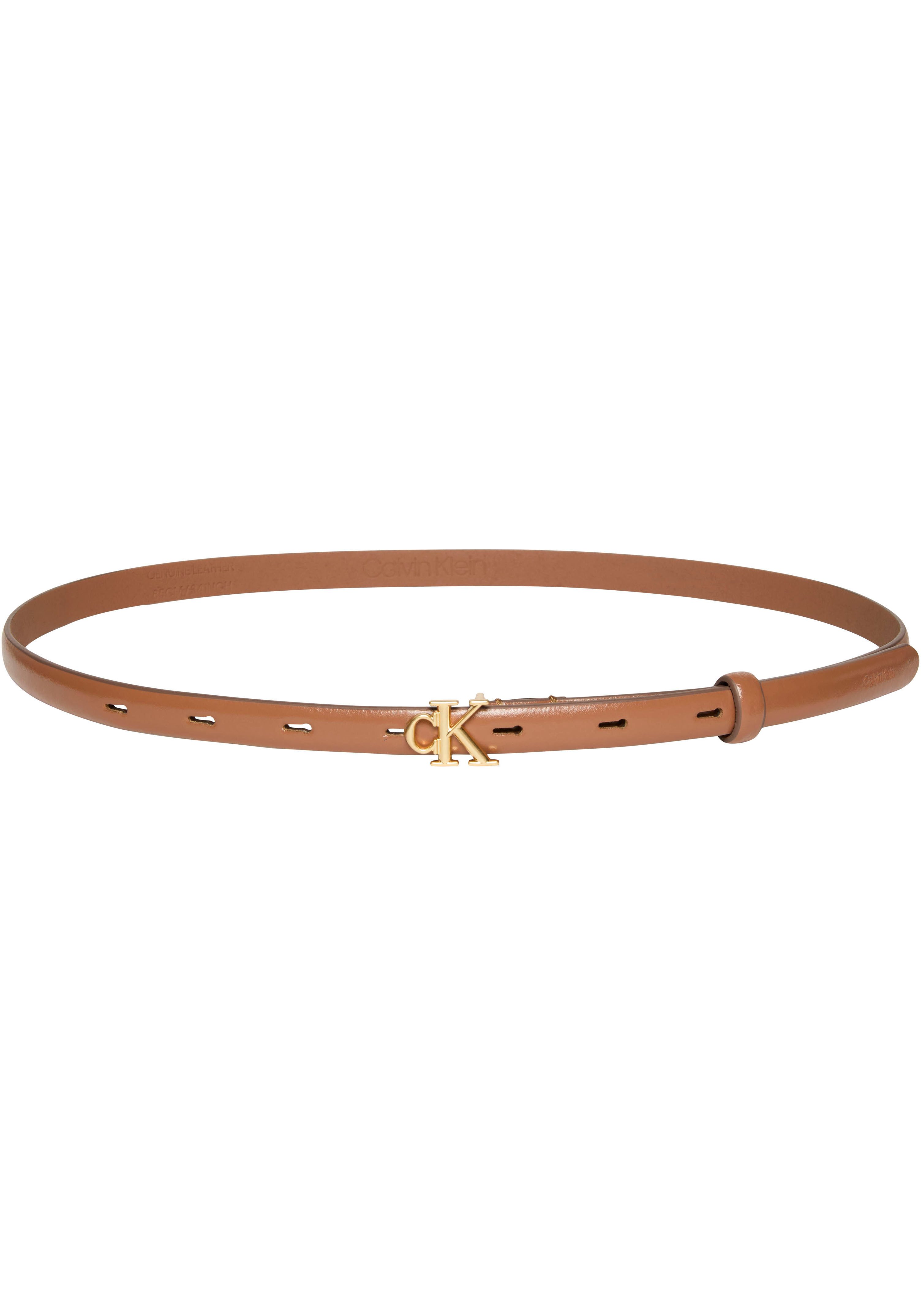 Calvin Klein Ledergürtel ROUND CK BUCKLE 15MM BELT SMOOTH Größenverstellbar mit Metallschließe