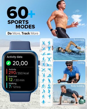 Aeac Smartwatch (1,8 Zoll, Android, iOS), mit Telefonfunktion,Schrittzähler Uhr, Alexa,60+Sportmodus,Pulsmesser