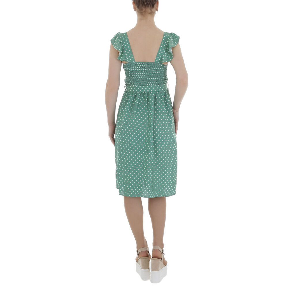 Ital-Design Sommerkleid Damen Freizeit (85941355) Rüschen Gepunktet Sommerkleid in Grün