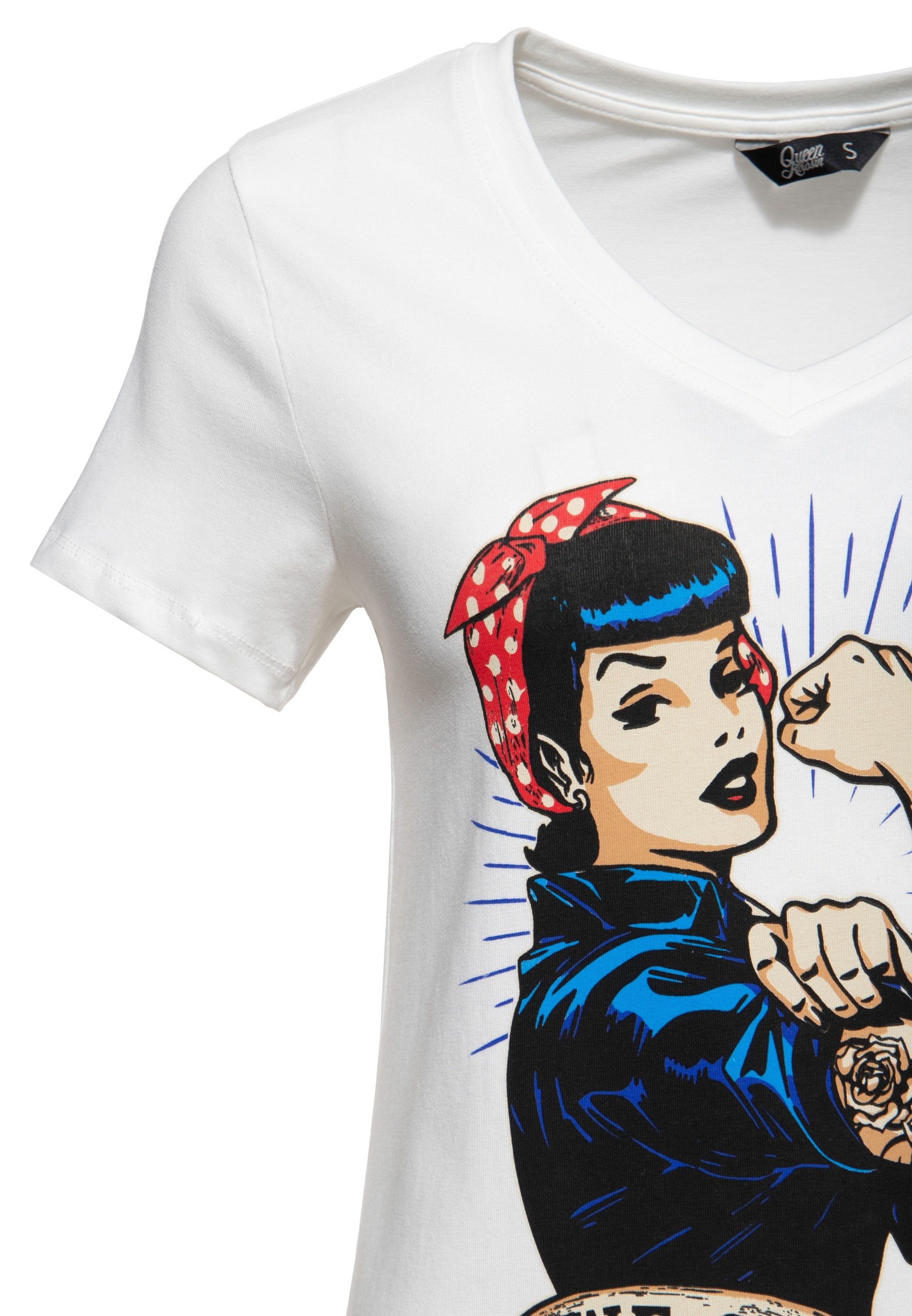 QueenKerosin Print-Shirt We can do it (1-tlg) mit großem Vintage Druck vorne