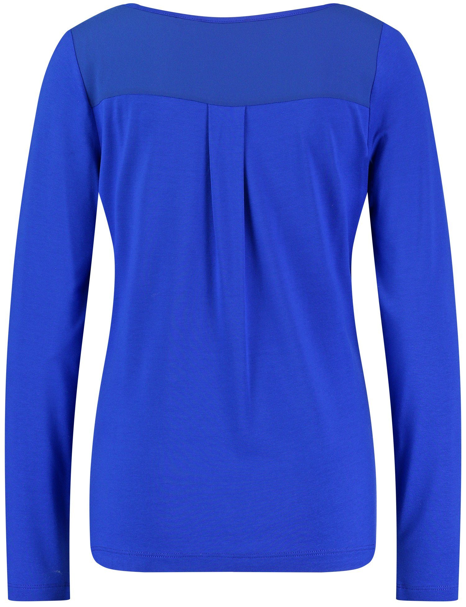 Taifun schmeichelndem Langarmshirt Ausschnitt Blue Langarmshirt mit Heather