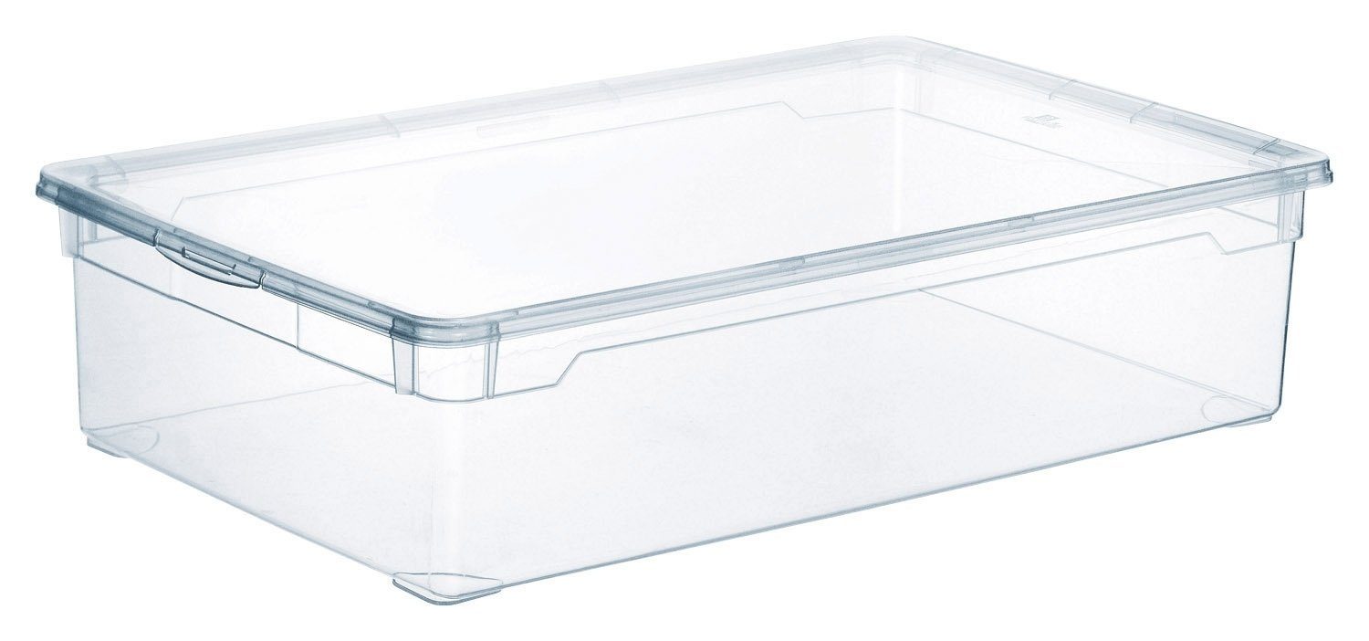 ROTHO Aufbewahrungsbox CLEAR, 30 Liter, Transparent, Kunststoff, verschließbarer Deckel, stapelbar