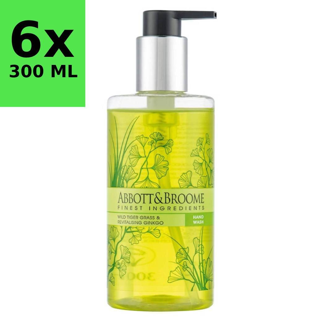 Abbott&Broome Flüssigseife Vegane Lotion Handseife Handwaschseife Pumpspender, 6-tlg., Tigergrass & Ginko