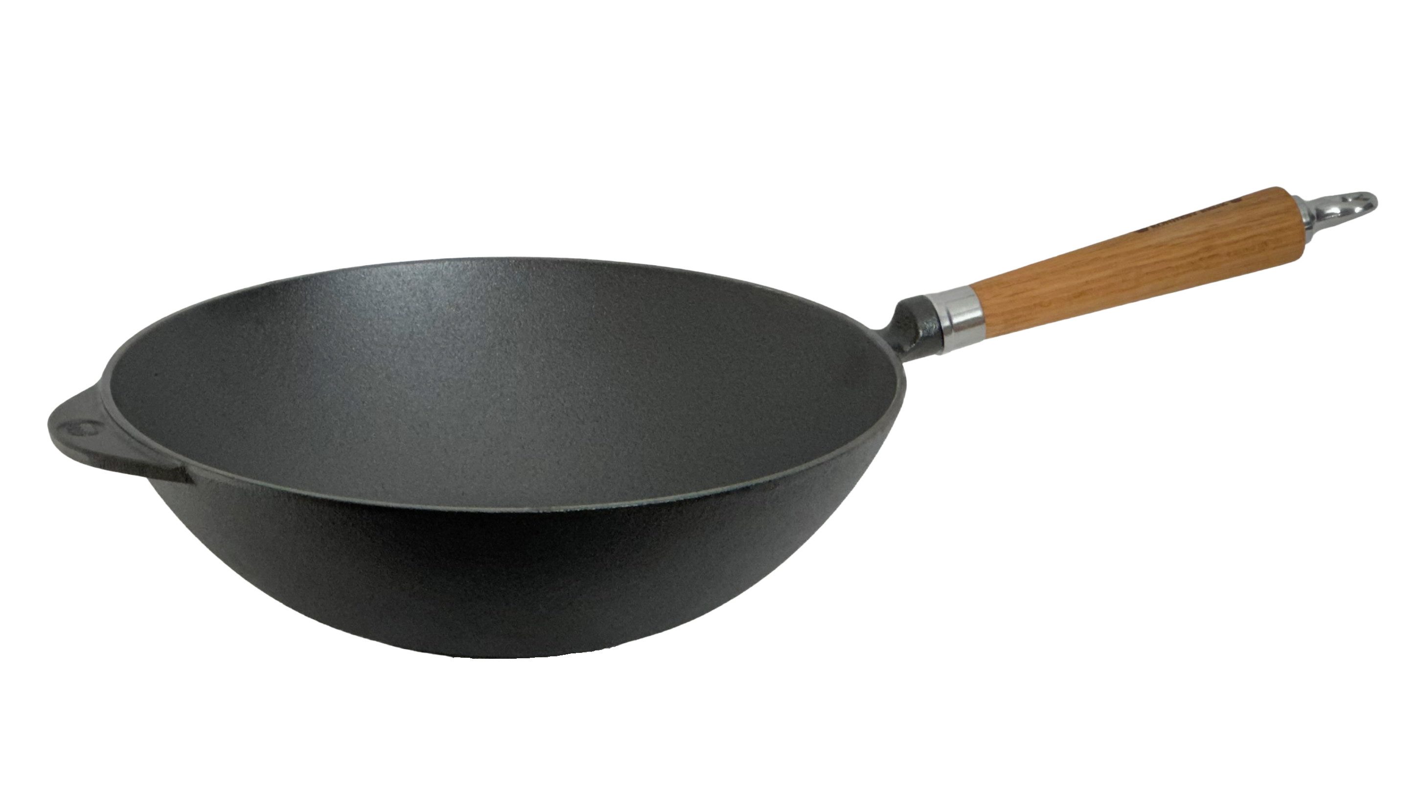 Ronneby Bruk Wok Maestro Wokpfanne, Ø 32 cm, mit Holzgriff, Gusseisen (1-tlg)