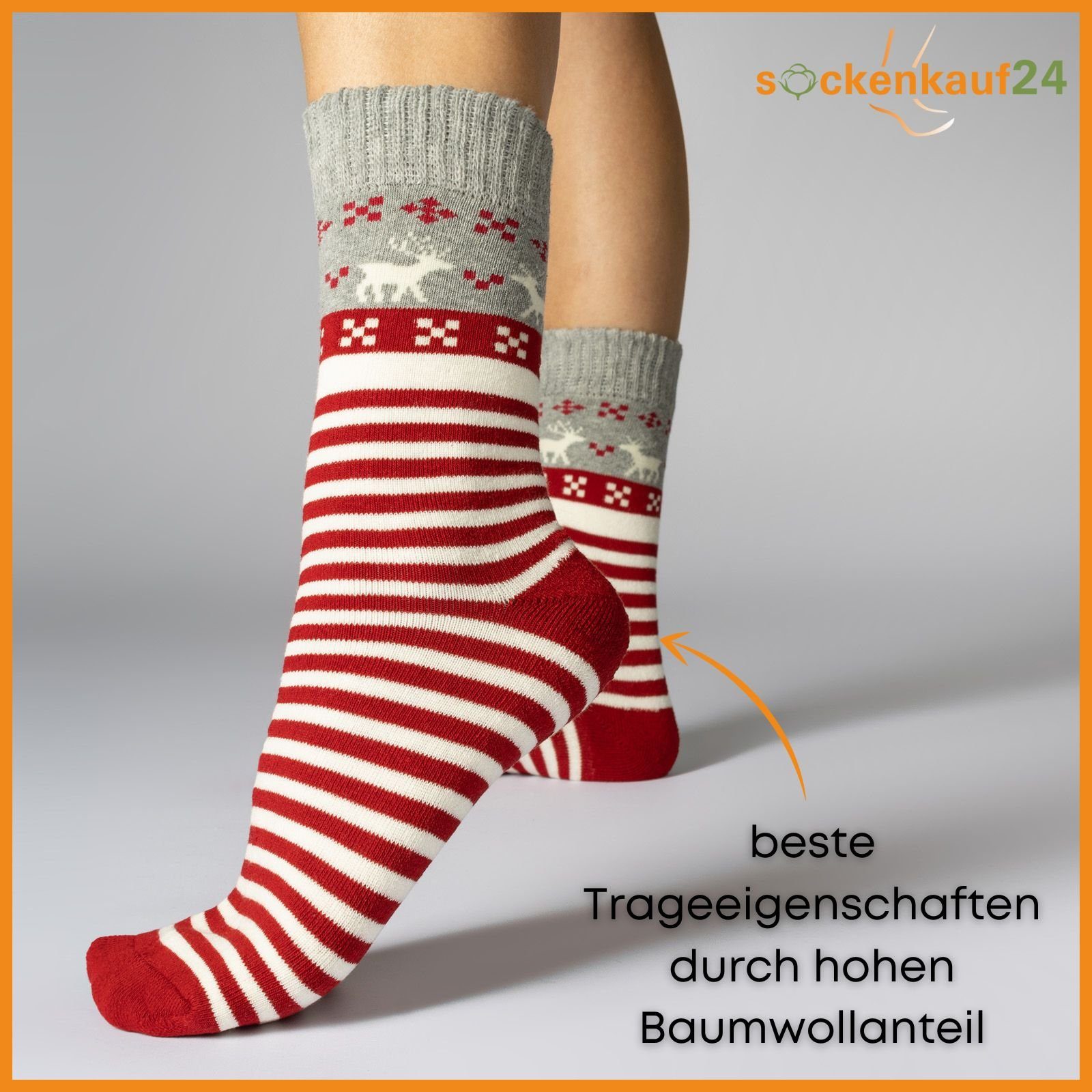 Thermosocken 38202 Damen sockenkauf24 (6-Paar, Innenfrottee Paar - Wintersocken Damensocken 12 mit 39-42) oder WP 6