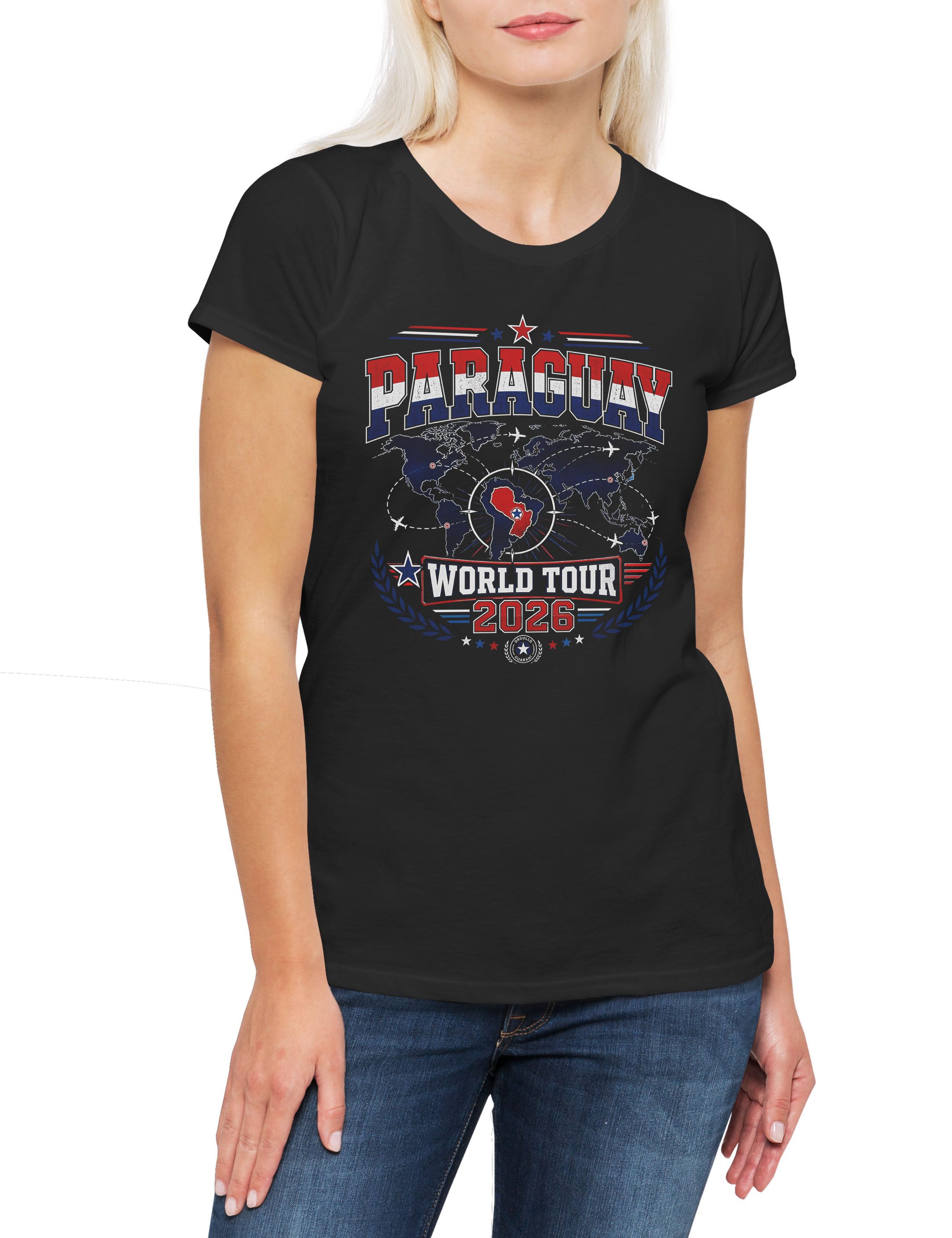 Print-Shirt WM Paraguay 1 Damen T-Shirt Albirroja Guaraní Asunción Fußball WM