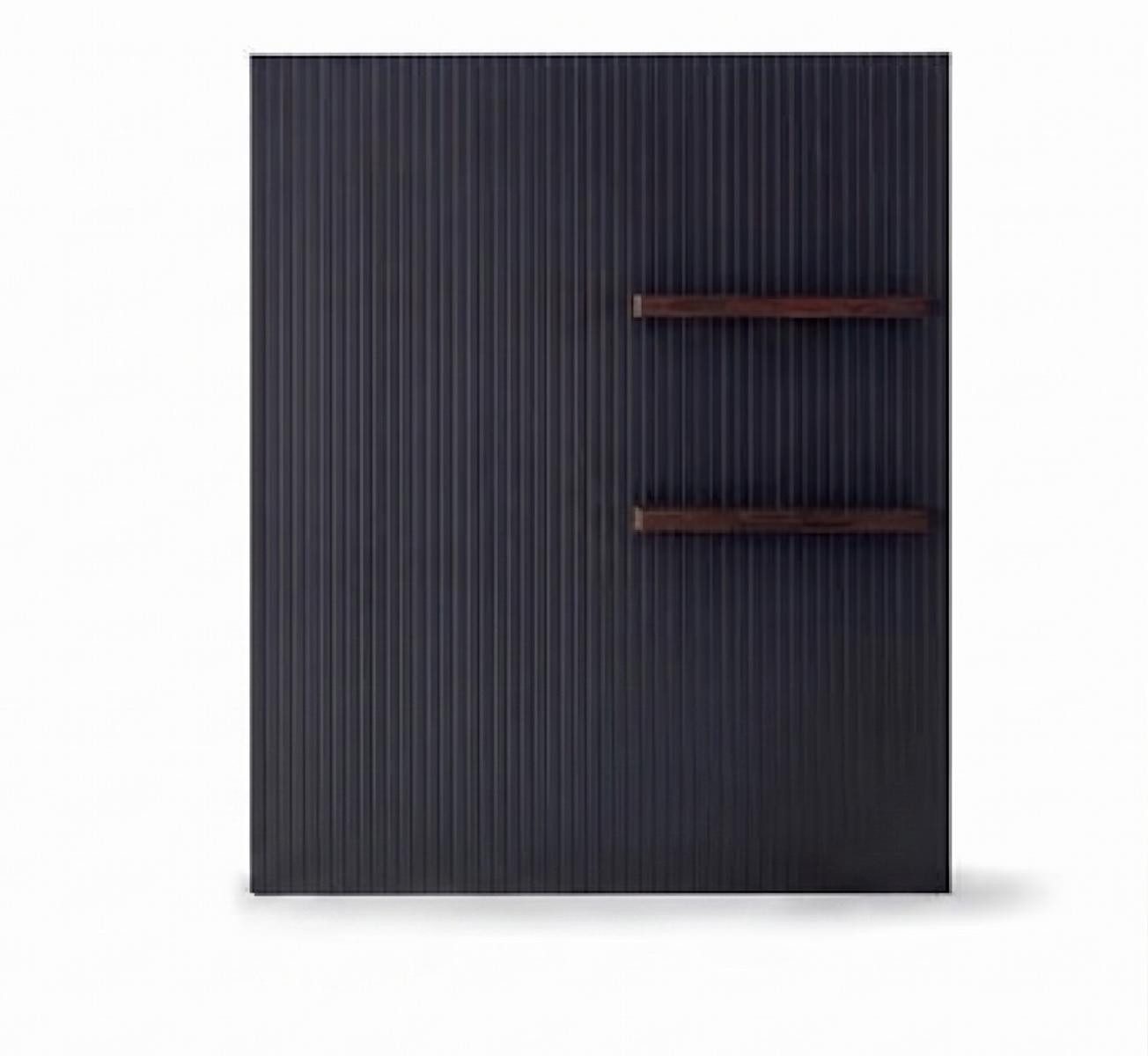JVmoebel TV-Wand Moderne Luxus Lamellenwand Schwarz TV Wandpaneel Regal Holzpaneel, Made in Europa
