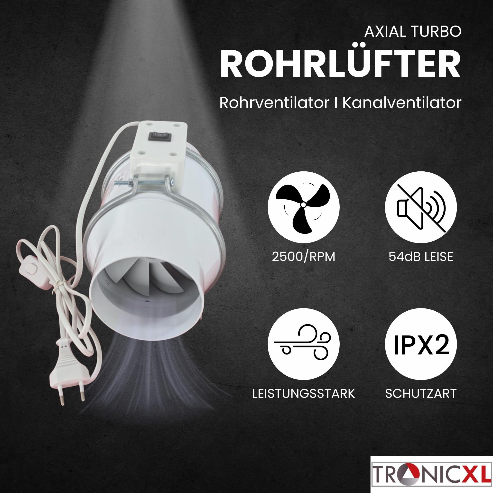 TronicXL Turboventilator 125mm Turboventilator 240m³/h Grow günstig online kaufen