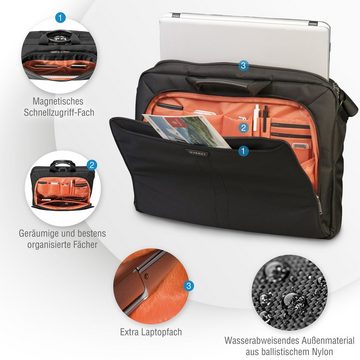 Everki Laptoptasche Lunar EKB417BK18 18,4 Zoll Notebook Tasche (19 l, Magnetverschluss), Ledergriffe / viele Fächer / Ergonomischer Schultergurt / Schwarz