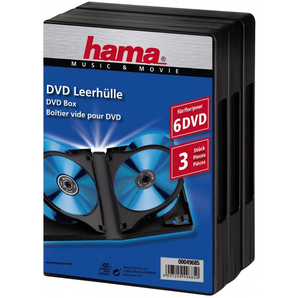 Hama Хранилищаsbox Hama DVD 6er-BOX 3er für DVD-Aufbewahrung. (Dreier-Hülle)