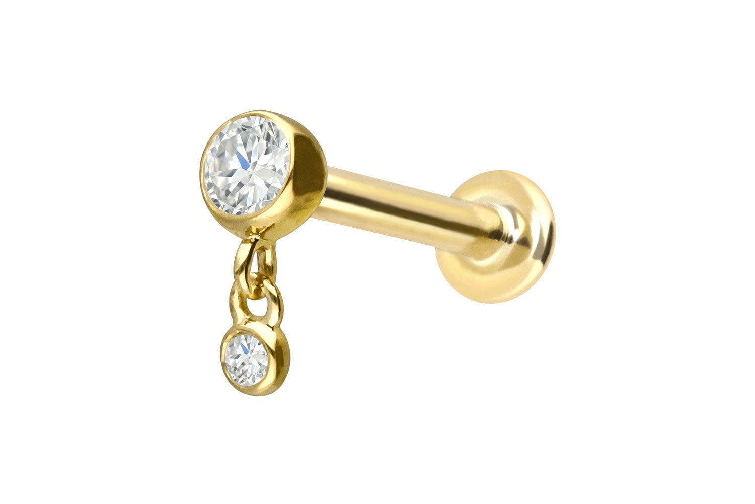 PIERCINGLINE Piercing-Set 18 Karat Gold Labret mit Innengewinde 2 DIAMANTEN (Labrets, 1-tlg)