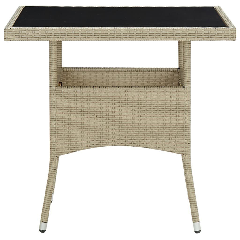 Rattan Gartentisch und Garten-Esstisch Glas Beige vidaXL | Poly (1-St) Beige Beige