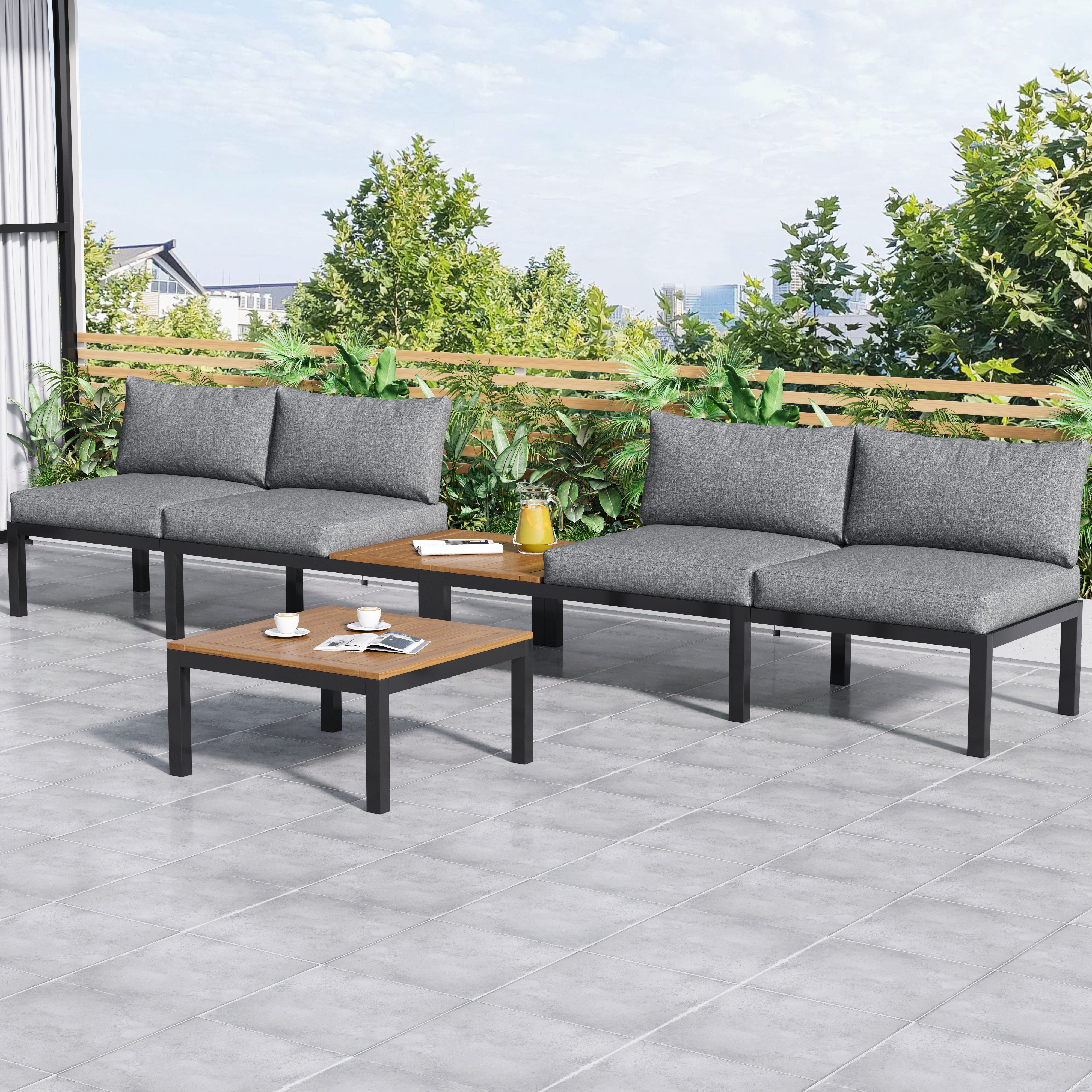 Flieks Gartenlounge-Set, (3-tlg), 4-Sitzer Gartenmöbel Stahl günstig online kaufen