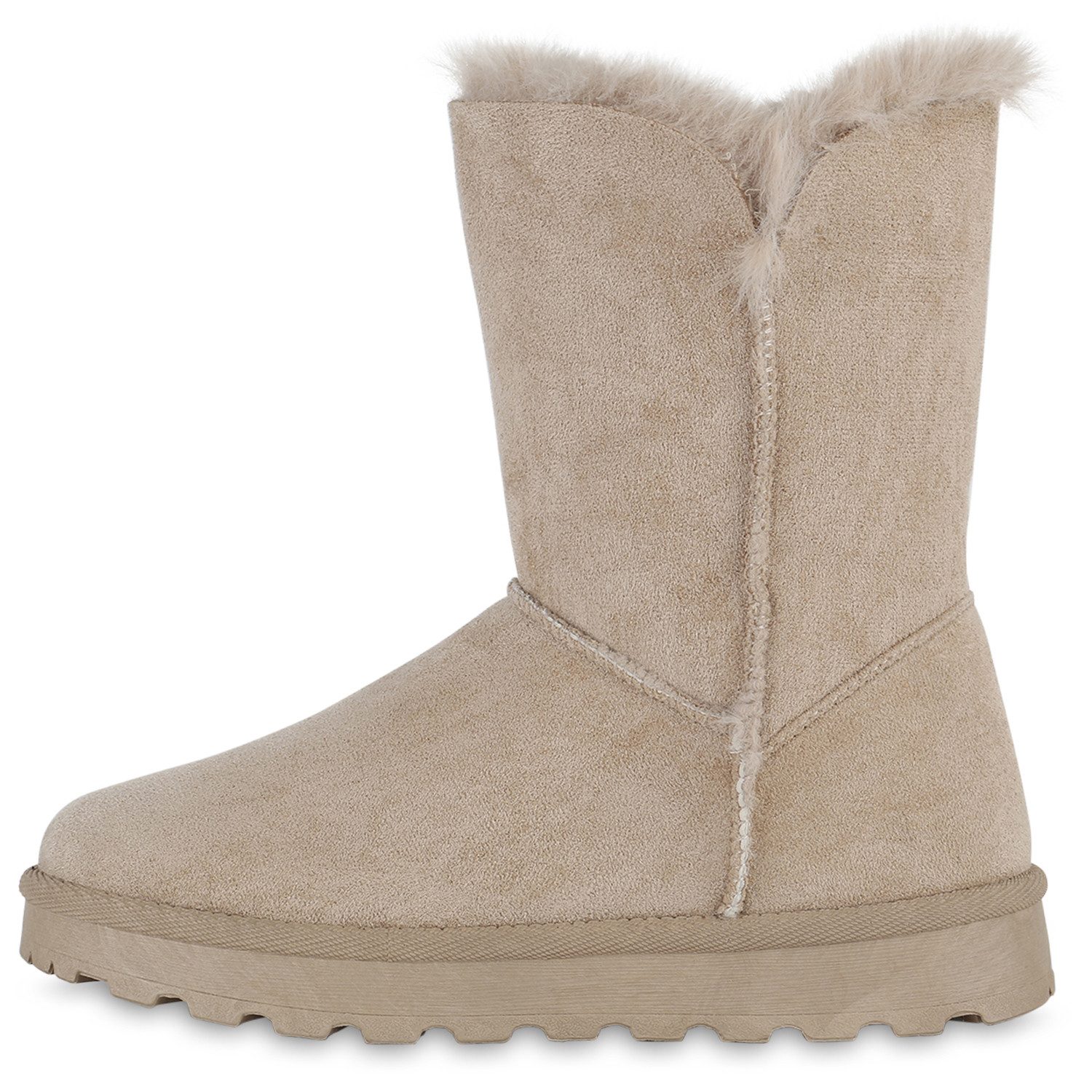 VAN HILL 839666 Winterstiefelette Damen Warm Gefütterte Winter Boots Stiefeletten Kunstfell