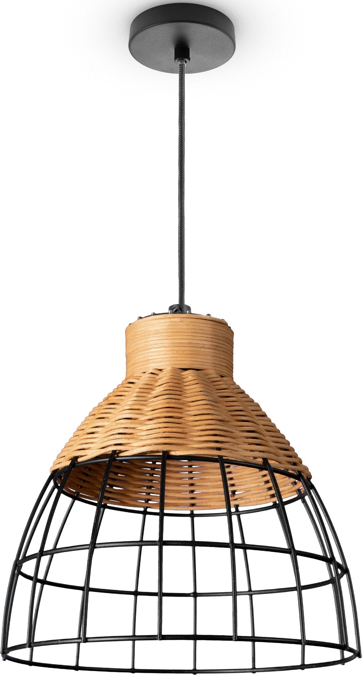 E27 Lampe Boho Korb ohne PUCA, Pendelleuchte Pendelleuchte Papier Home Paco Esstisch Stahl Leuchtmittel, Lampe