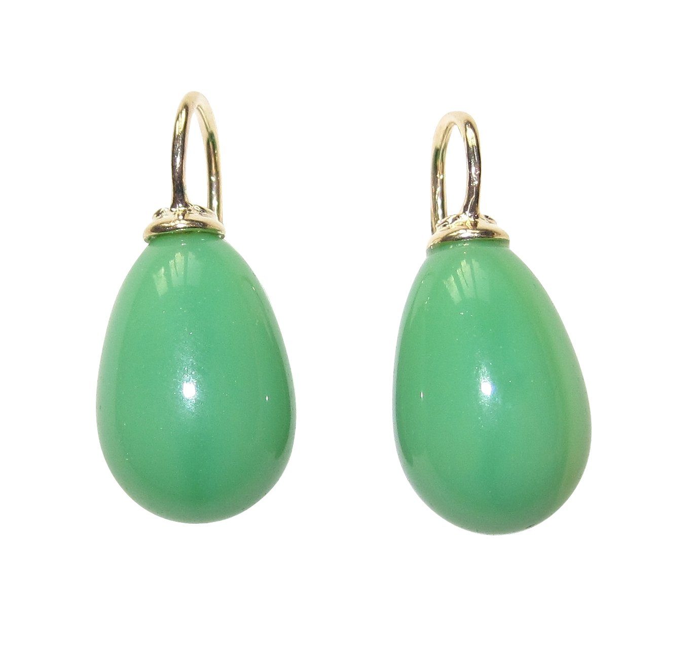 Paar Ohrhänger Lea jade gold-platt. modisch und stylisch