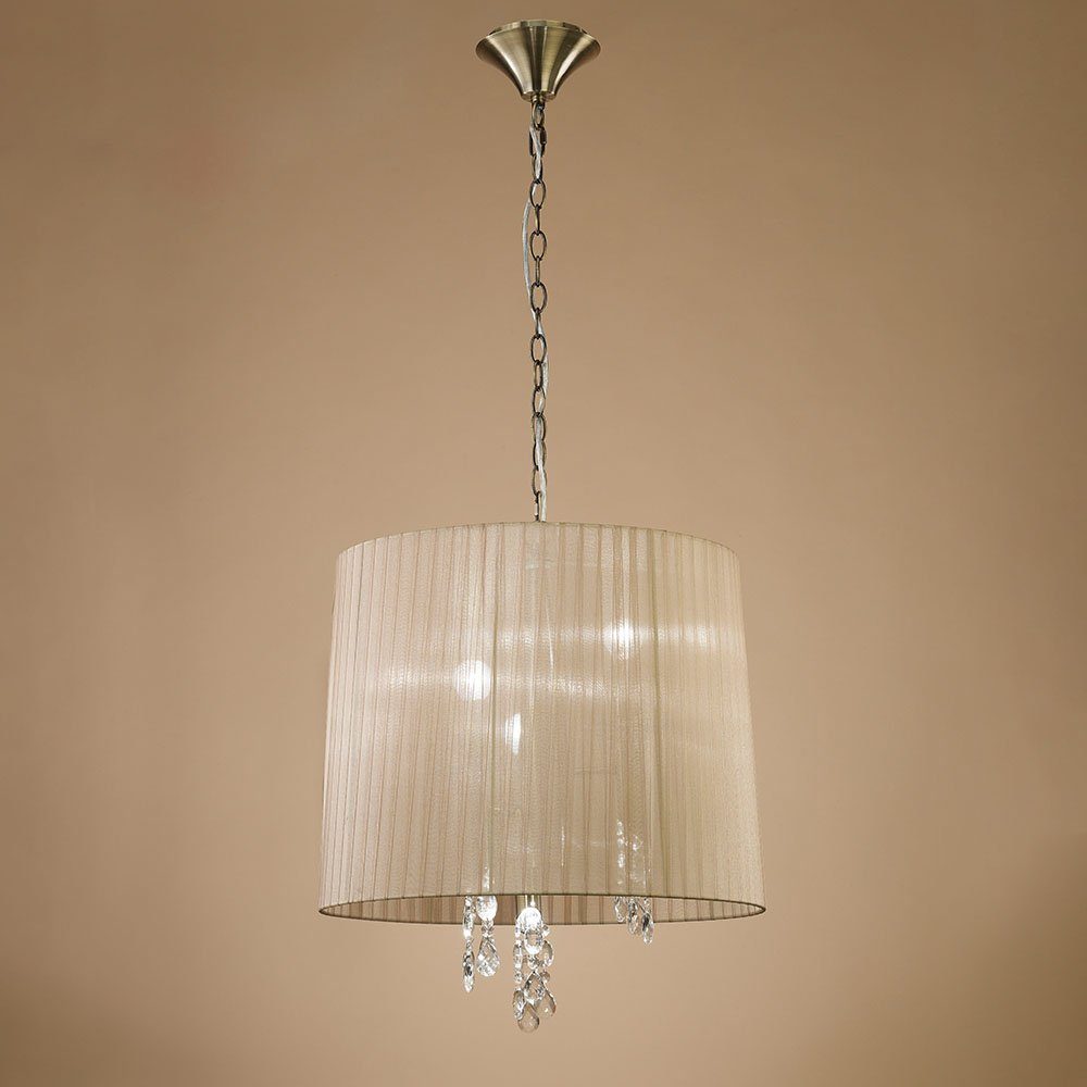 Wimin Pendelleuchte, 3-flammig, Retro-Design – Stoffschirme In Weiß/Braun/Schwarz, Max. 60 Watt, Höhe 97 Cm