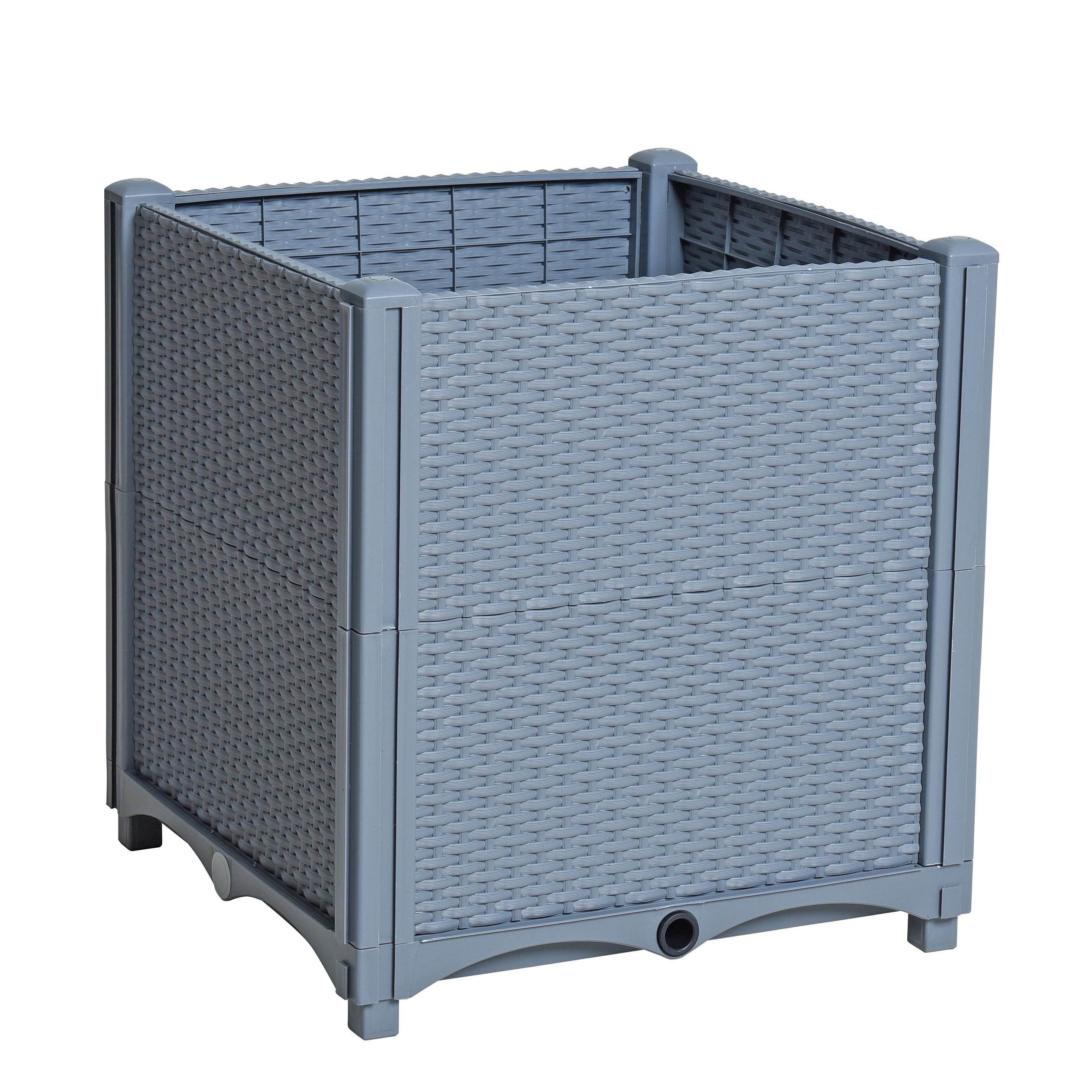 ESTEXO Hochbeet Blumenbeet Gemüsebeet 40x40x44 cm Pflanzbeet Polyrattan Grau