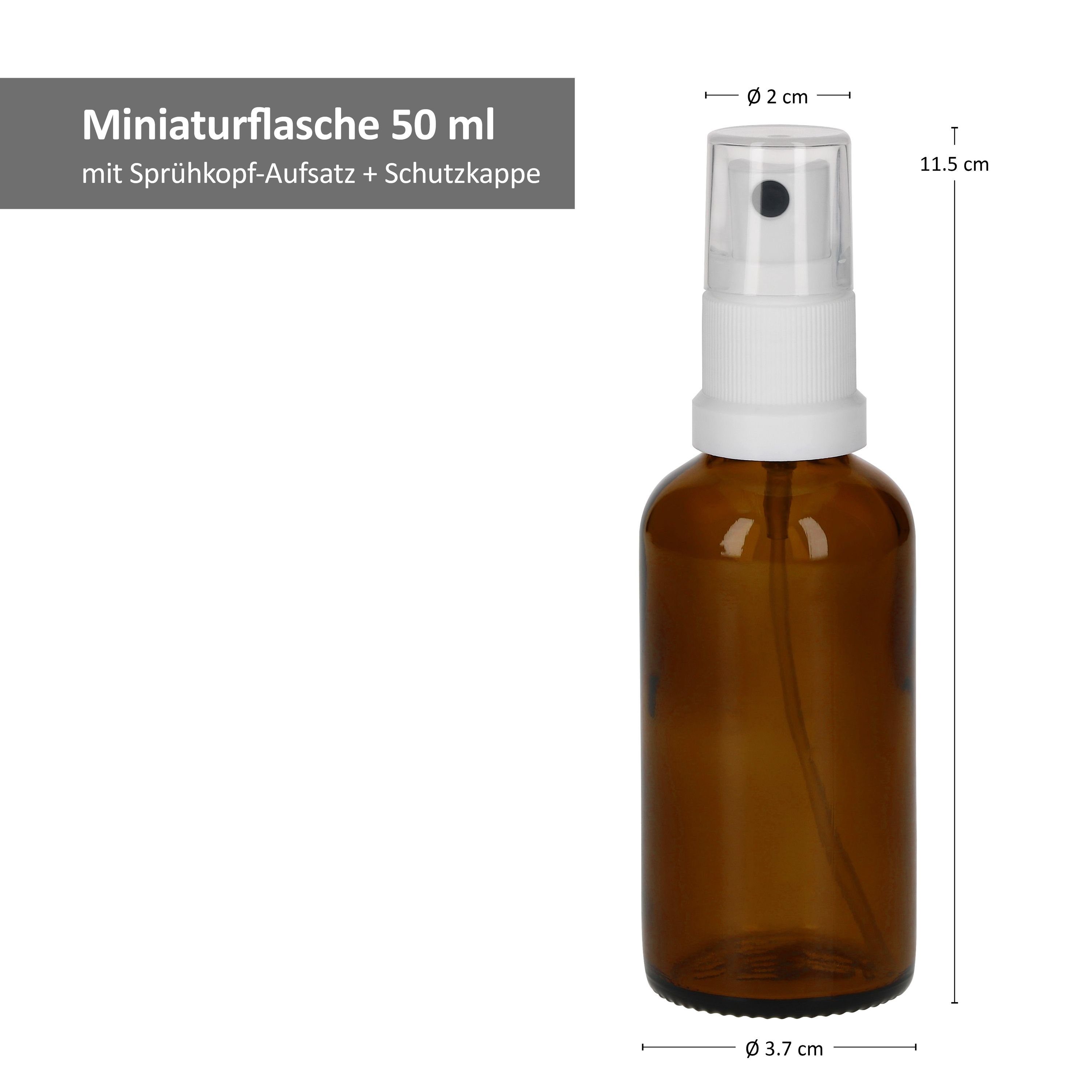 8er Glasflasche braun 50ml mit Sprühkopf-Deckel, Set Apothekerflaschen Vorratsglas Glas MamboCat