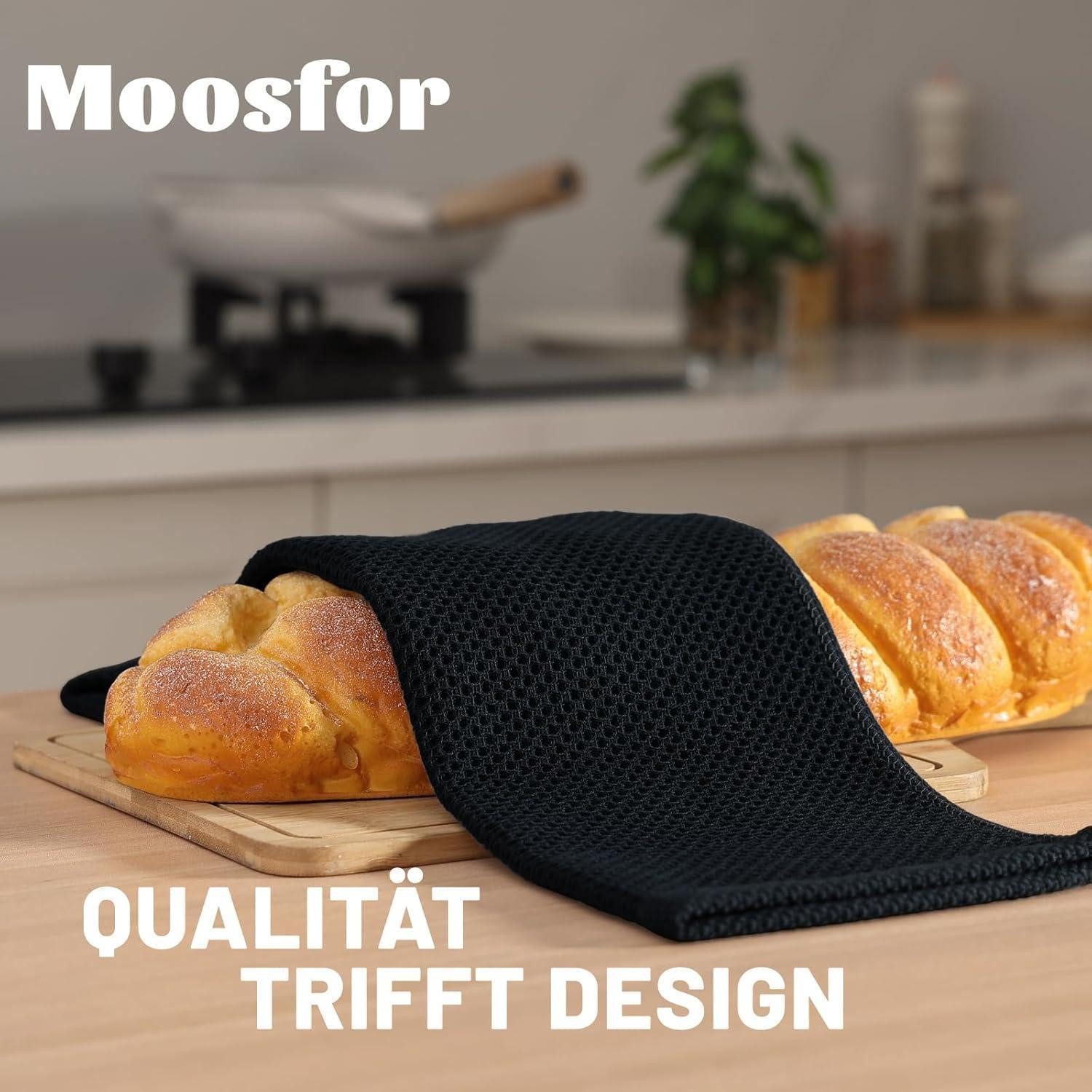 LuxusKollektion Geschirrtuch Geschirrtücher 100% Baumwolle 6er Set Schwarz 30x30cm Weich Saugfähig – Bild 2 von 5