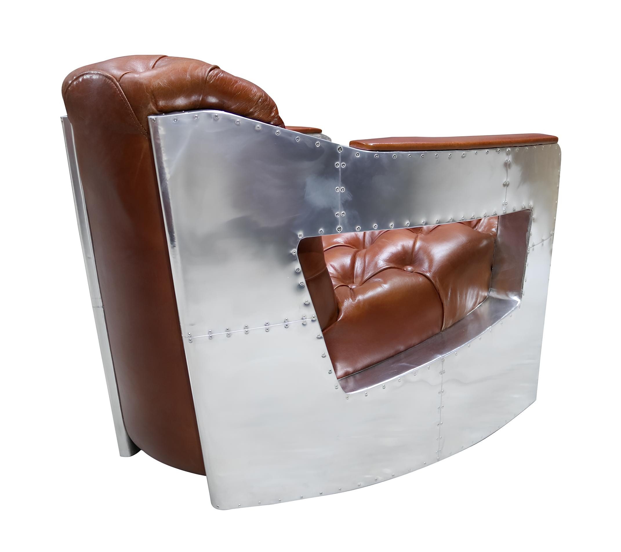 Xlmoebel Sessel Chesterfield Sessel aus echtem Leder im Shabby Vintage Look (Sessel), Hergestellt in Europa