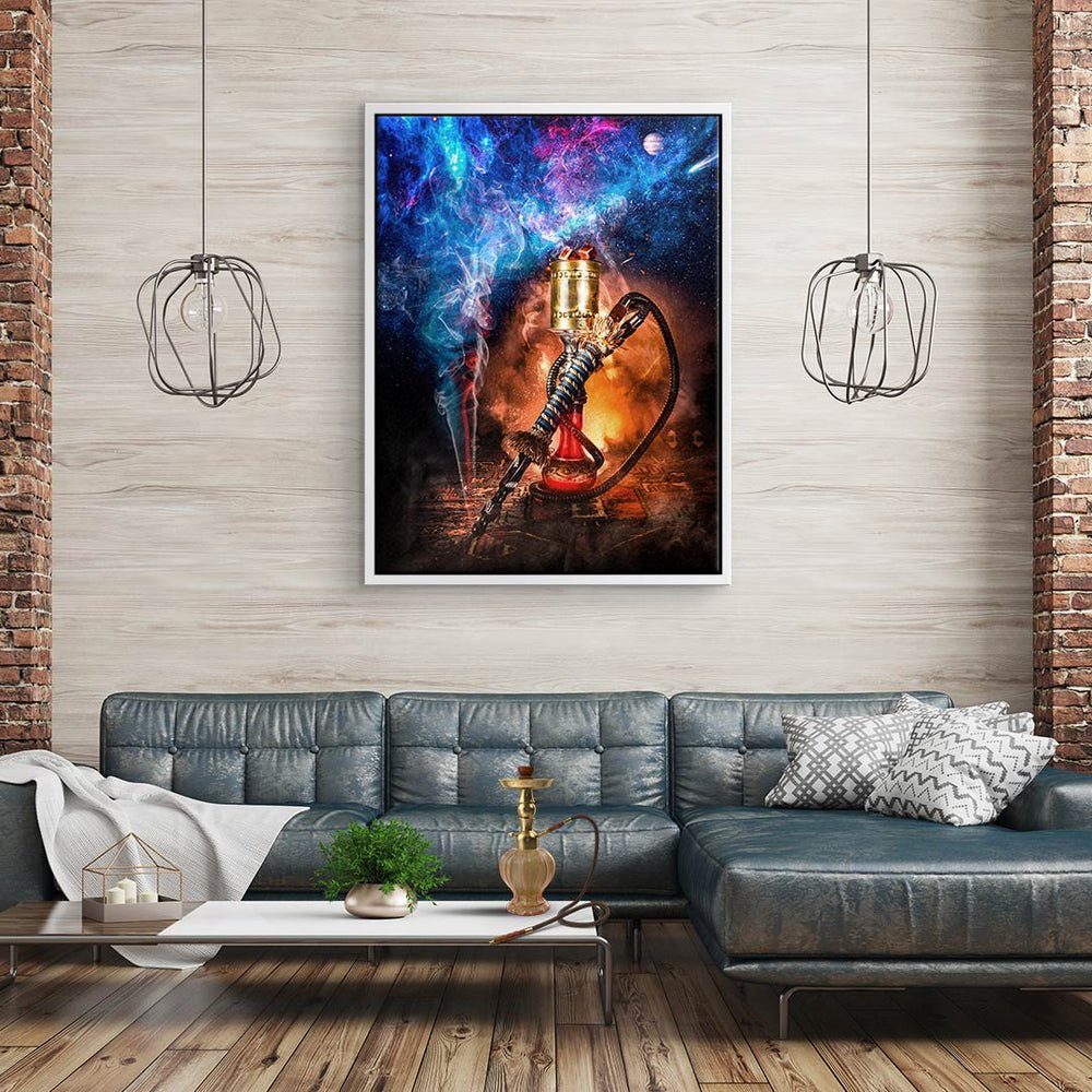 DOTCOMCANVAS® Leinwandbild, Premium - silberner Shisha Pop - Leinwandbild Mindset Art Rahmen - Galaxy