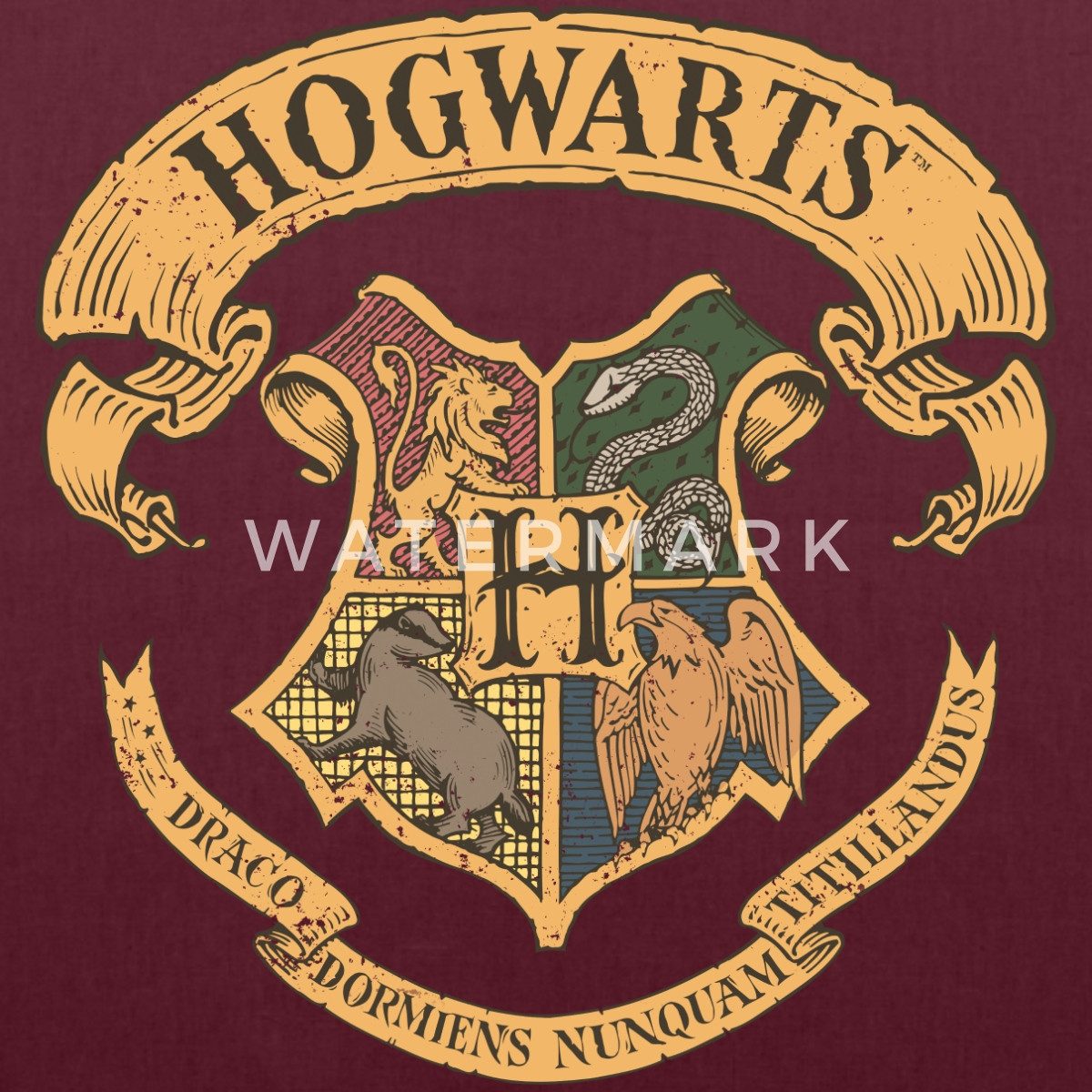 Spreadshirt Henkeltasche Harry Potter Hogwarts Wappen Stoffbeutel (1-tlg)