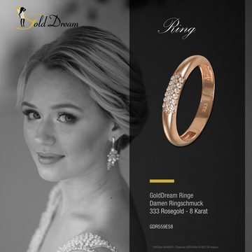 GoldDream Goldring GoldDream Gold Ring 3-reihig Zirkonia (Fingerring), Damen Ring 3-reihig Zirkonia, 58 (18,5), 333 Rosegold - 8 Karat, rose