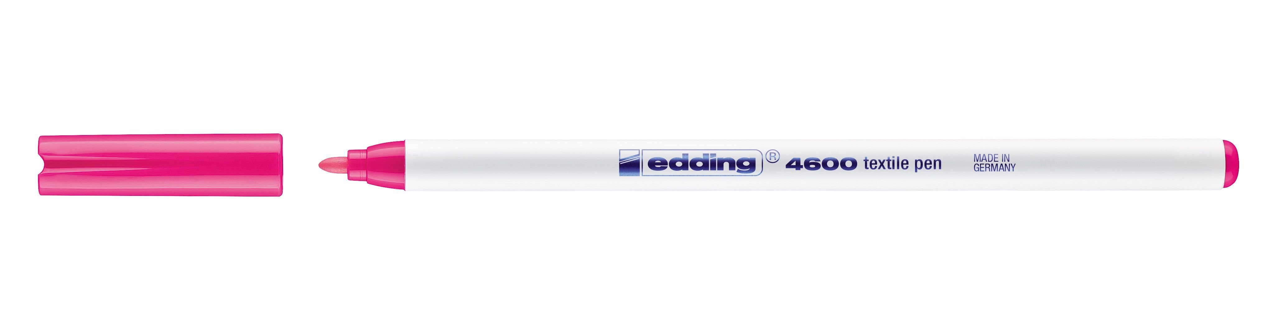 Lackmarker Edding 4600-069 4600 Textilmarker- Rundspitze, 1 mm, neon pink