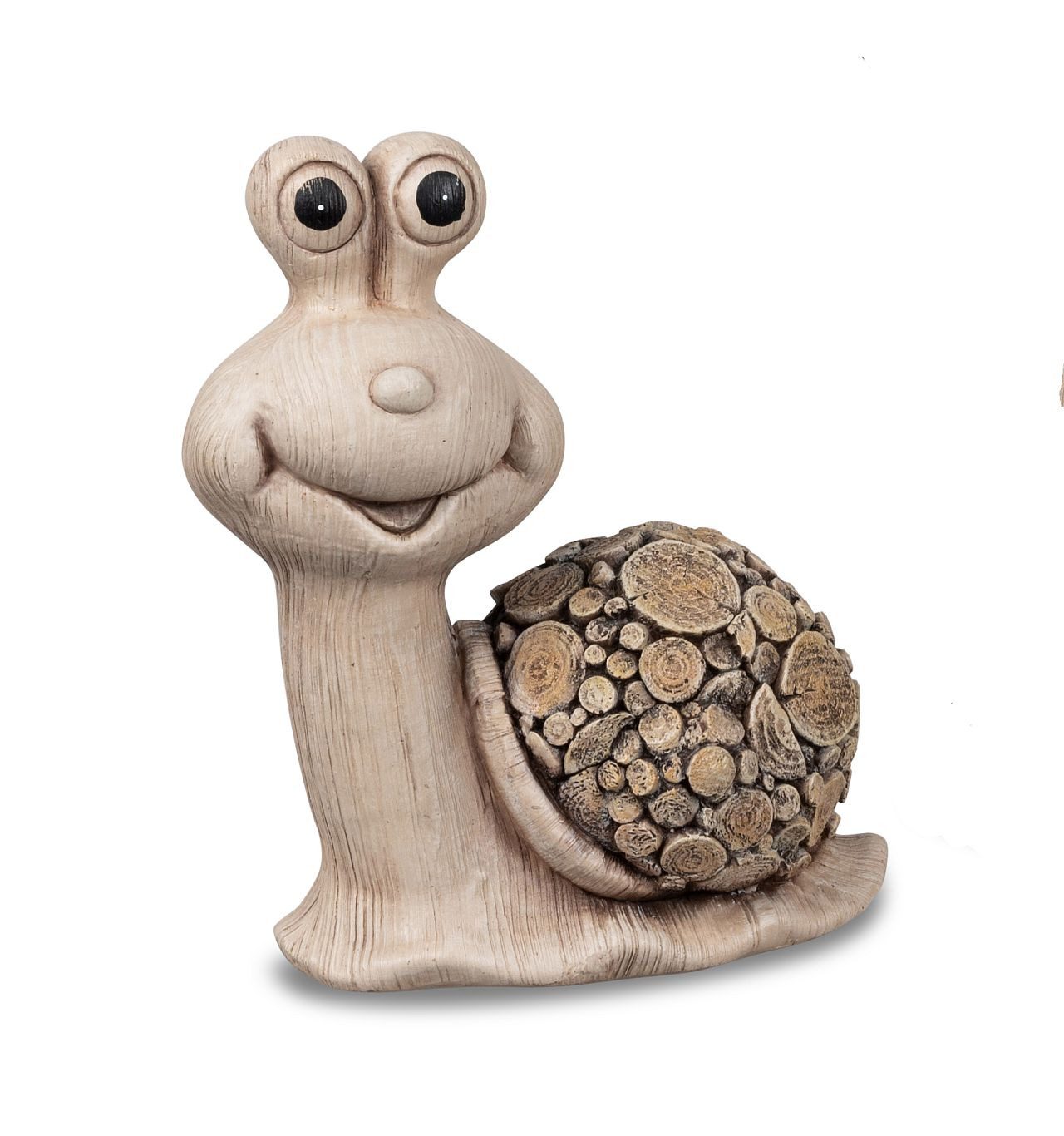 Gartenfigur Schnecke aus Polystone in Holzoptik, 24 cm, wetterfest
