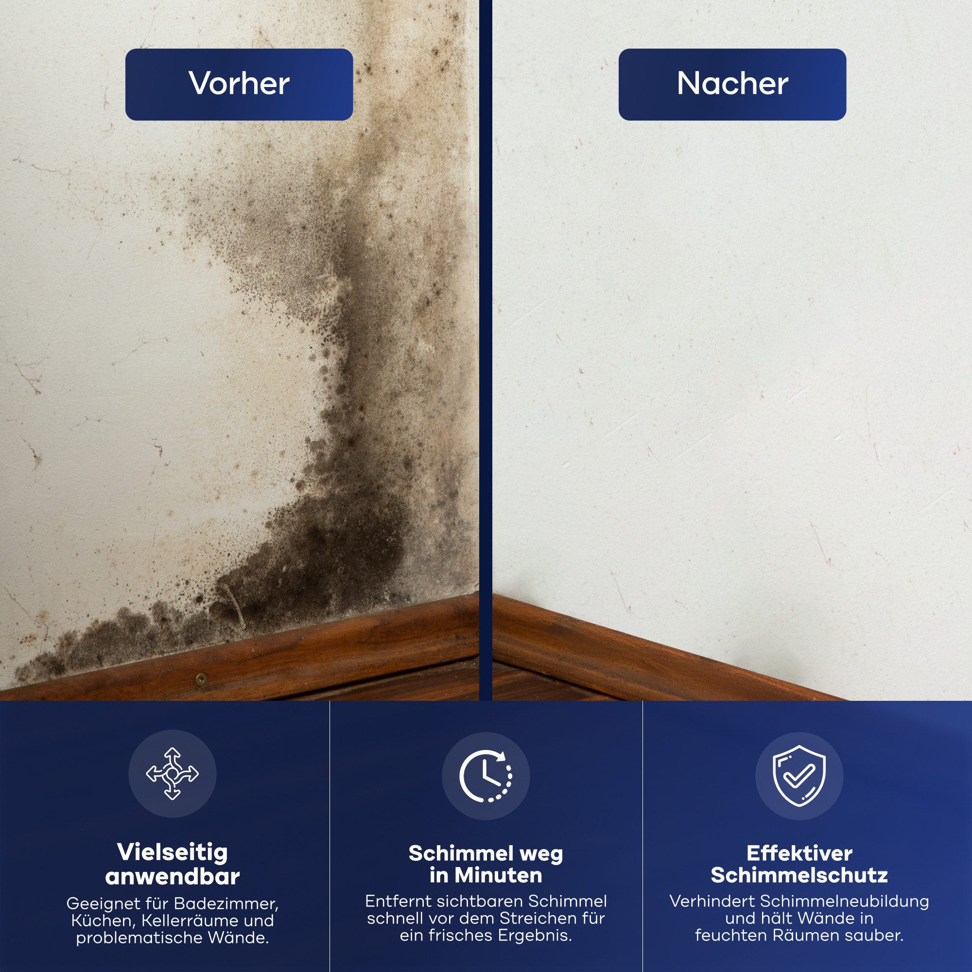 plid Wand- und Deckenfarbe Anti-Schimmelfarbe Schimmelschutzfarbe Feuchtraumfarbe Schimmelfarbe, Schnelltrocknend, spritzarm, verarbeitungsfertig