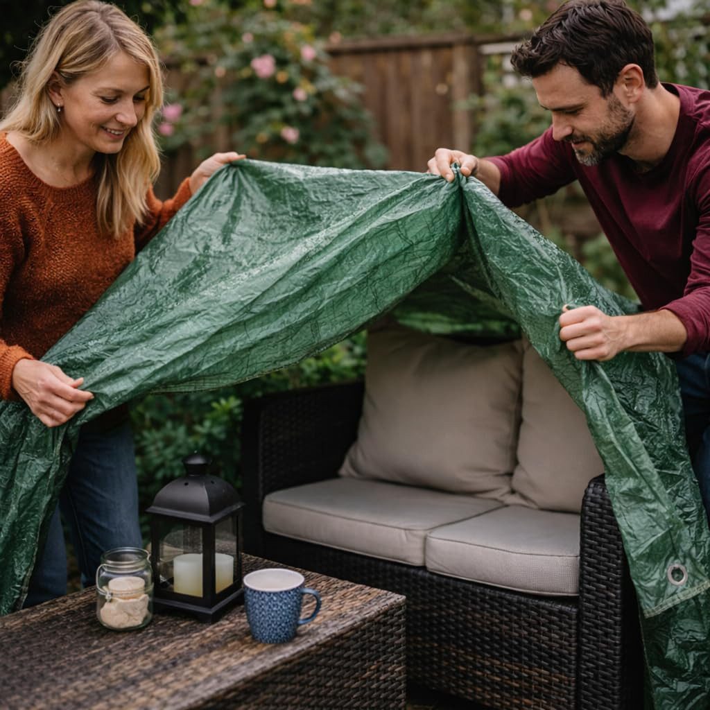 toolmate® Schutzplane Abdeckplane 200 g/m² grün - Plane mit Ösen wasserdicht (Packung), wasserdicht