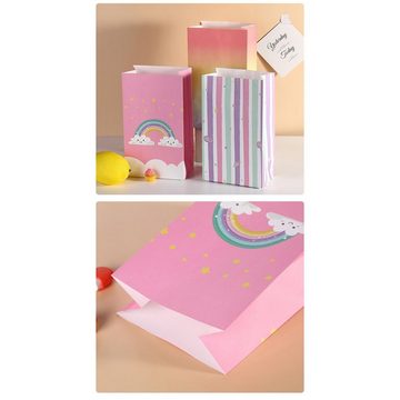 FIDDY Geschenkpapier 12 Stück Regenbogen-Bonbontüten, Regenbogenparty, Geschenktüten rosa Party-Bonbontüten, geeignet für Mädchen