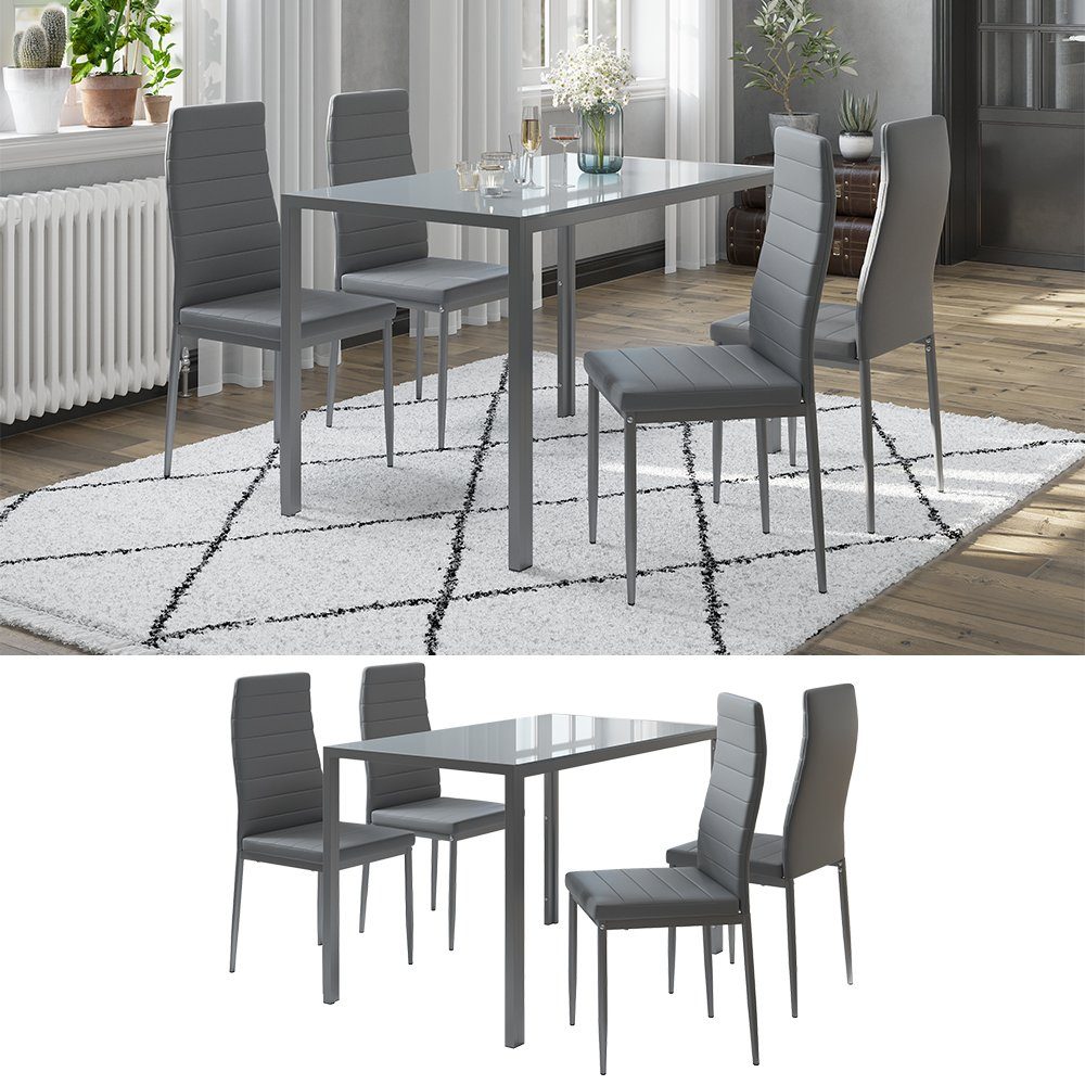 Vicco Essgruppe Grand, Grau, 120 x 75 cm 4er Set günstig online kaufen