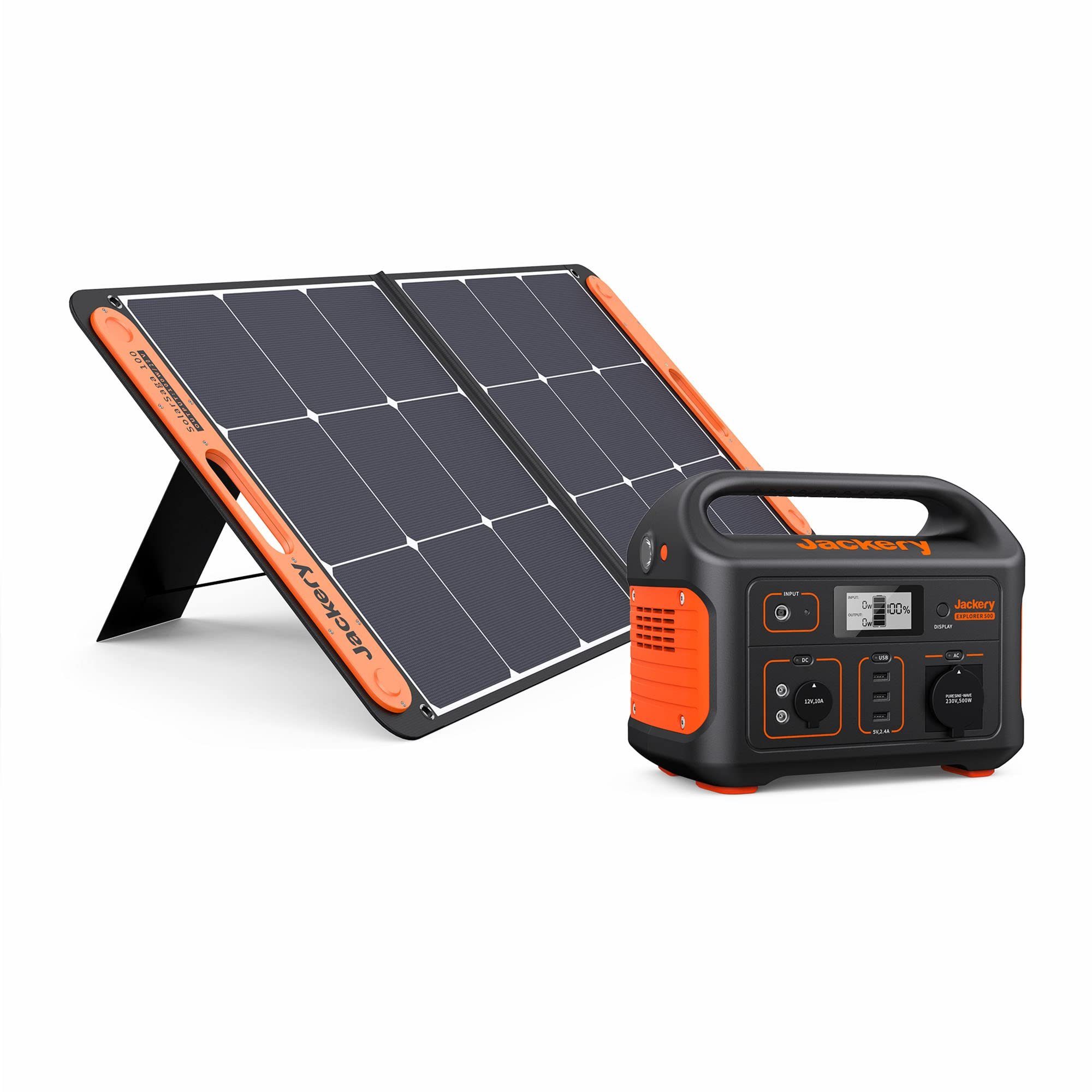 100W SolarSaga tragbar Solargenerator 1,00 Jackery kW, Stromgenerator für Camping 500, Solarpanel, (2-tlg), Outdoor 518WH mit Powerstation in