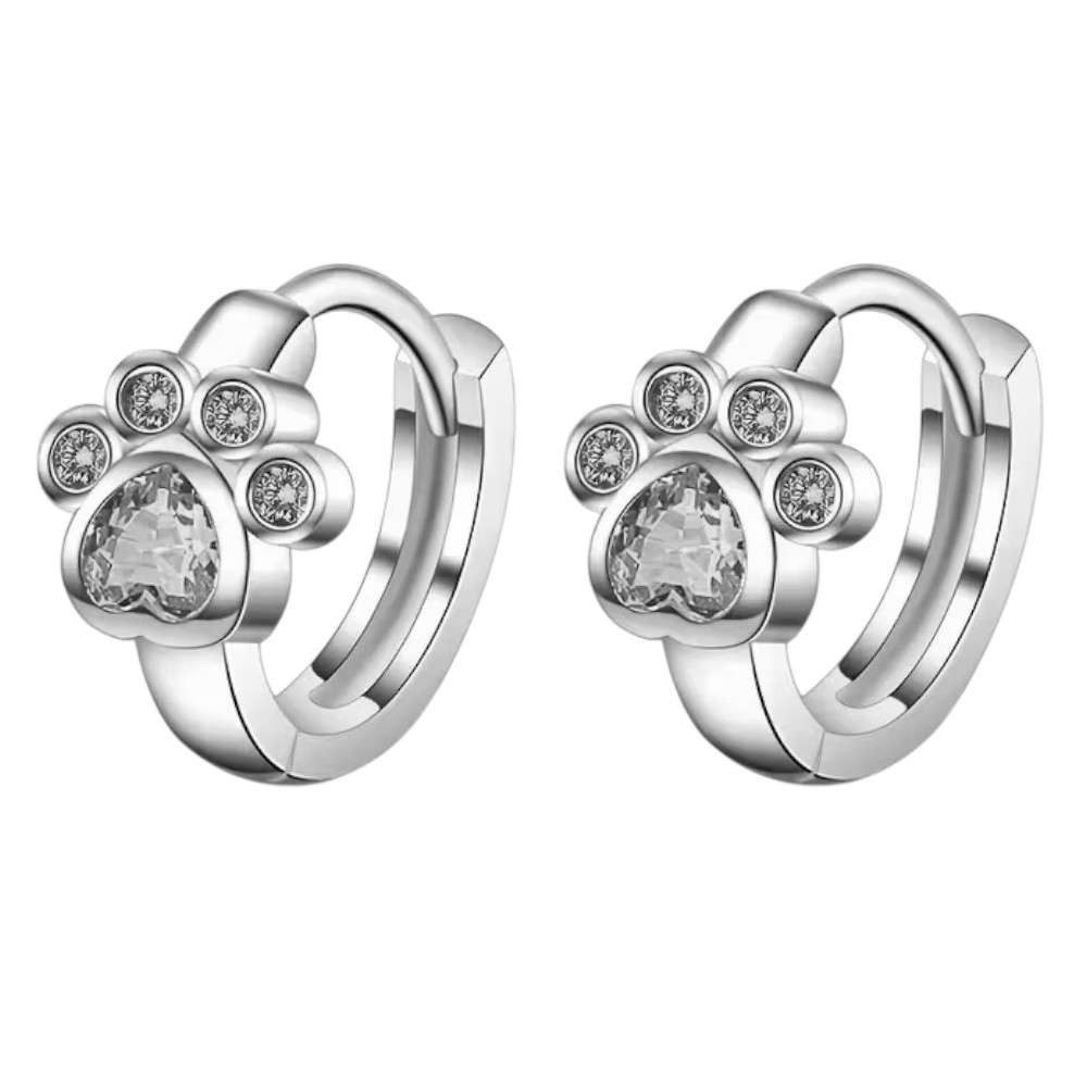 Taffstyle Paar Creolen Süße Ohrringe Kristall Pfoten Edelstahl Pfotenabdruck Creolen Mädchen (Niedliche Ohrringe Hunde & Katzen Creolen Damen Schmuck Geschenke zum Geburtstag Weihnachten Valentinstag Muttertag)