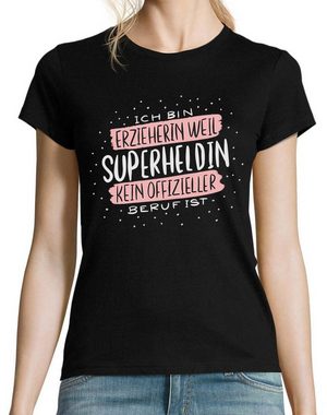 Youth Designz T-Shirt Beste Erzieherin Superheldin Damen Shirt mit trendigem Spruch Print
