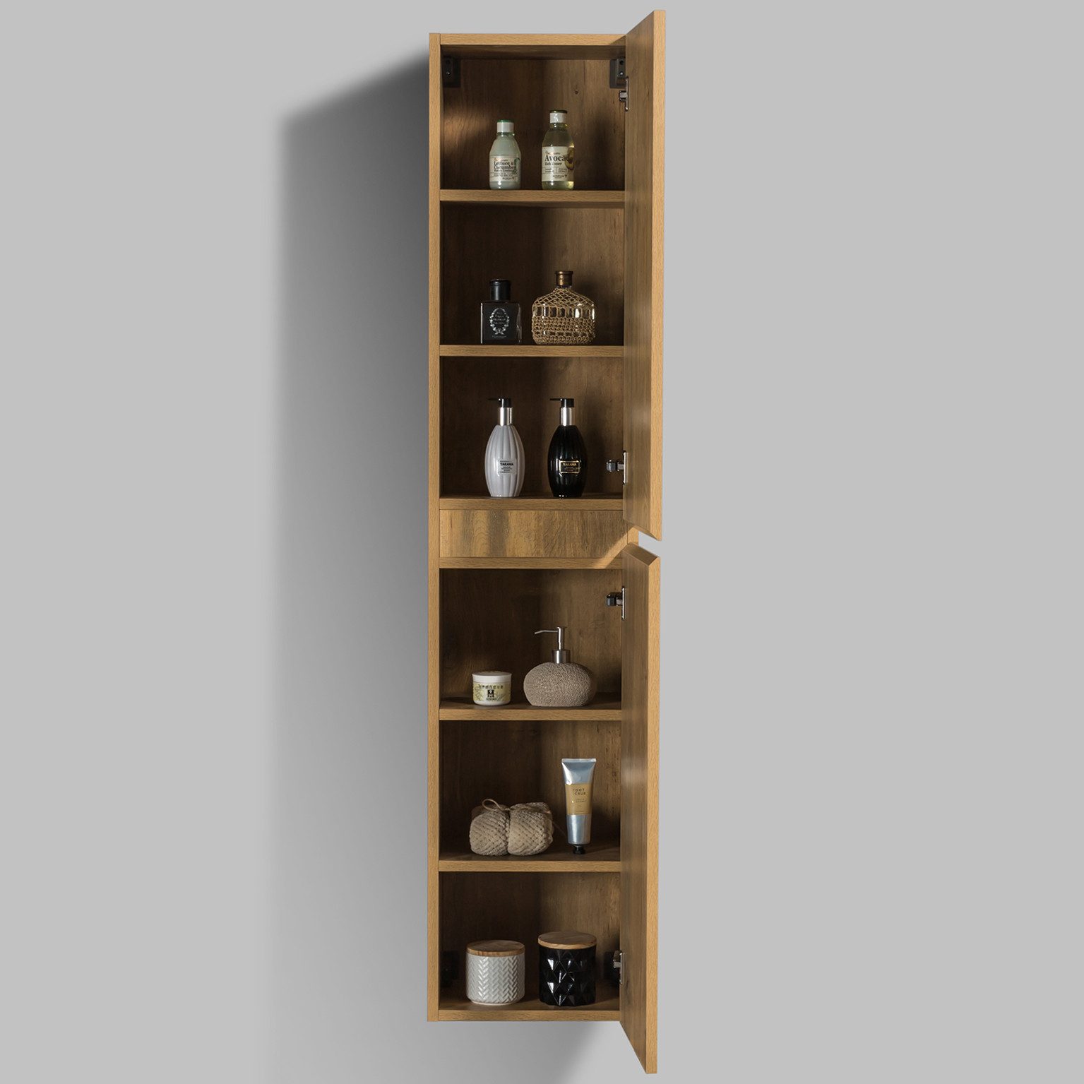 Bernstein Seitenschrank Alice Eiche natur 165cm Seitenschrank Hängeschrank Badschrank vormontiert