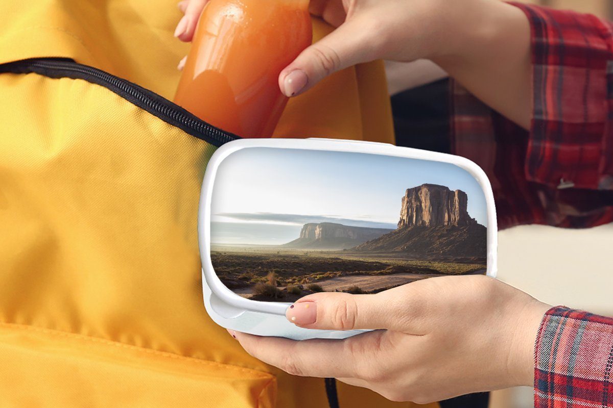 Brotdose, das Lunchbox und MuchoWow Mädchen in Kunststoff, Jungs Brotbox Blick Amerika, für auf (2-tlg), Kinder Valley weiß und Erwachsene, Monument für