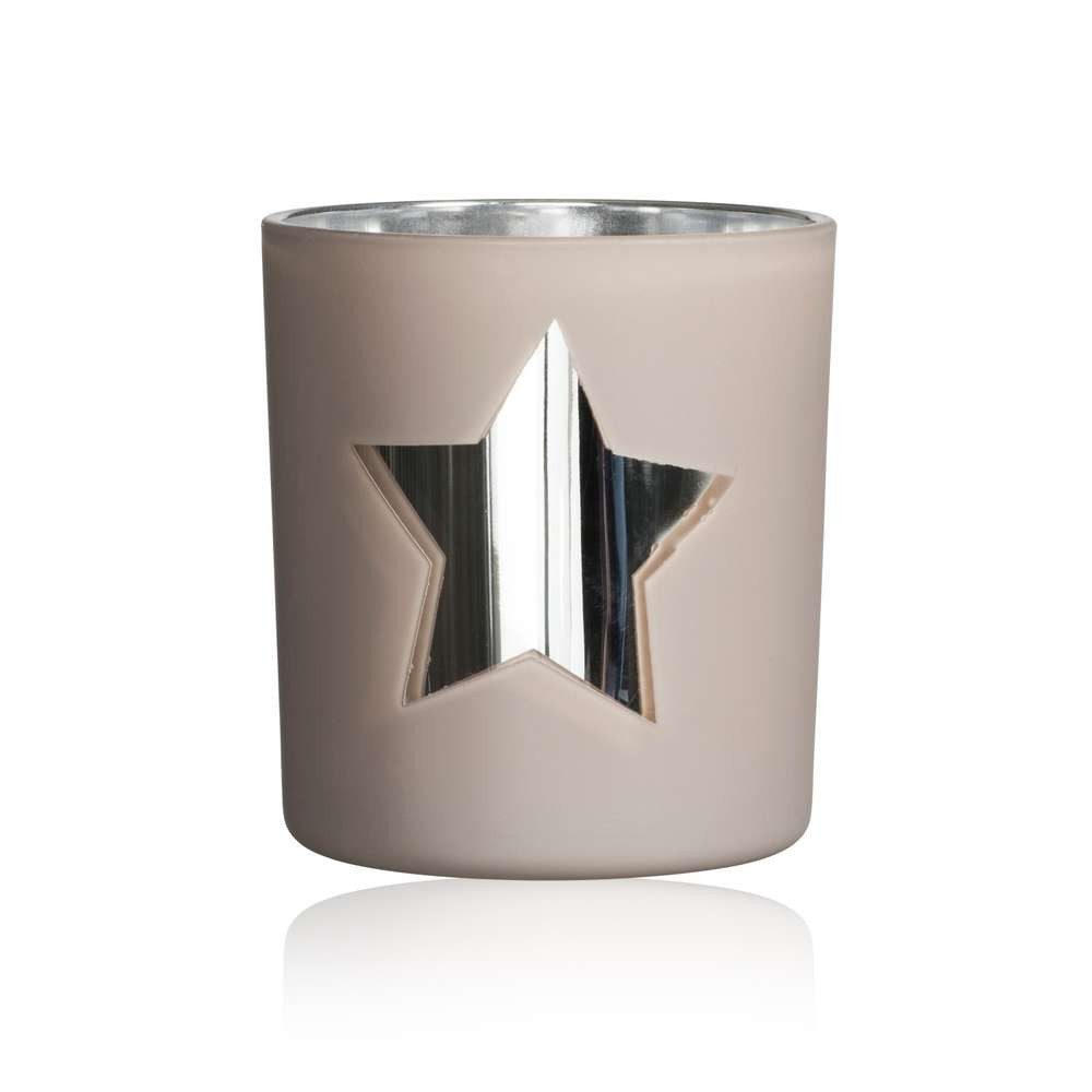 Sandra Rich Teelichthalter SANDRA RICH, GLAS-TEELICHT "STAR" STERN, verspiegelt ca 8cm.
