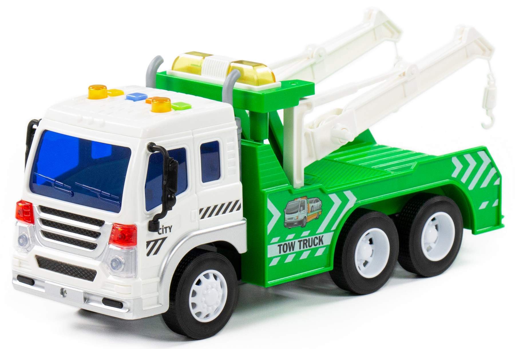 Polesie Spielzeug-Abschlepper Abschleppwagen CITY grün Schwungrad Licht Sound