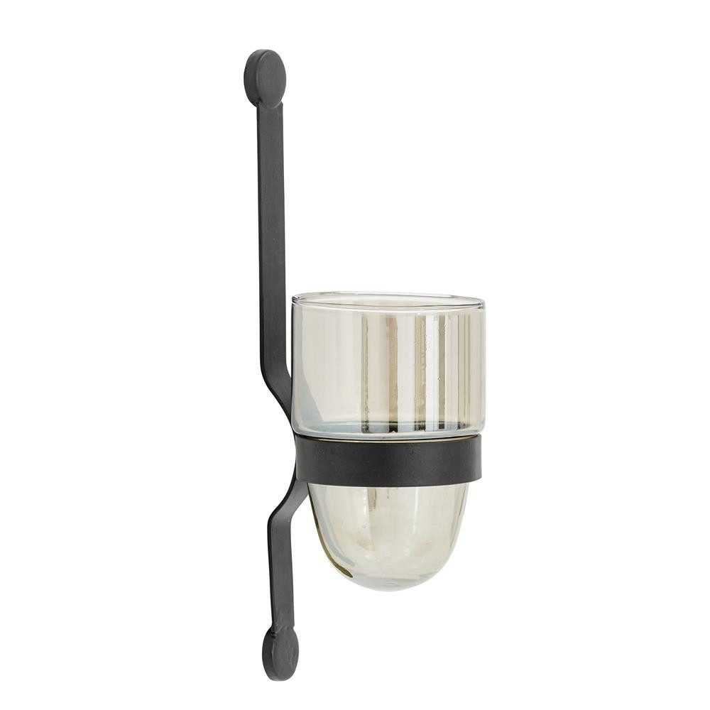 Bloomingville Teelichthalter Jasmina Wandteelichthalter, Schwarz, Glas, L10,5xH35,5xW14 cm, Wandlaterne, Teelichtlampe, Balkonbeleuchtung, Glaslaterne Kerzenlicht