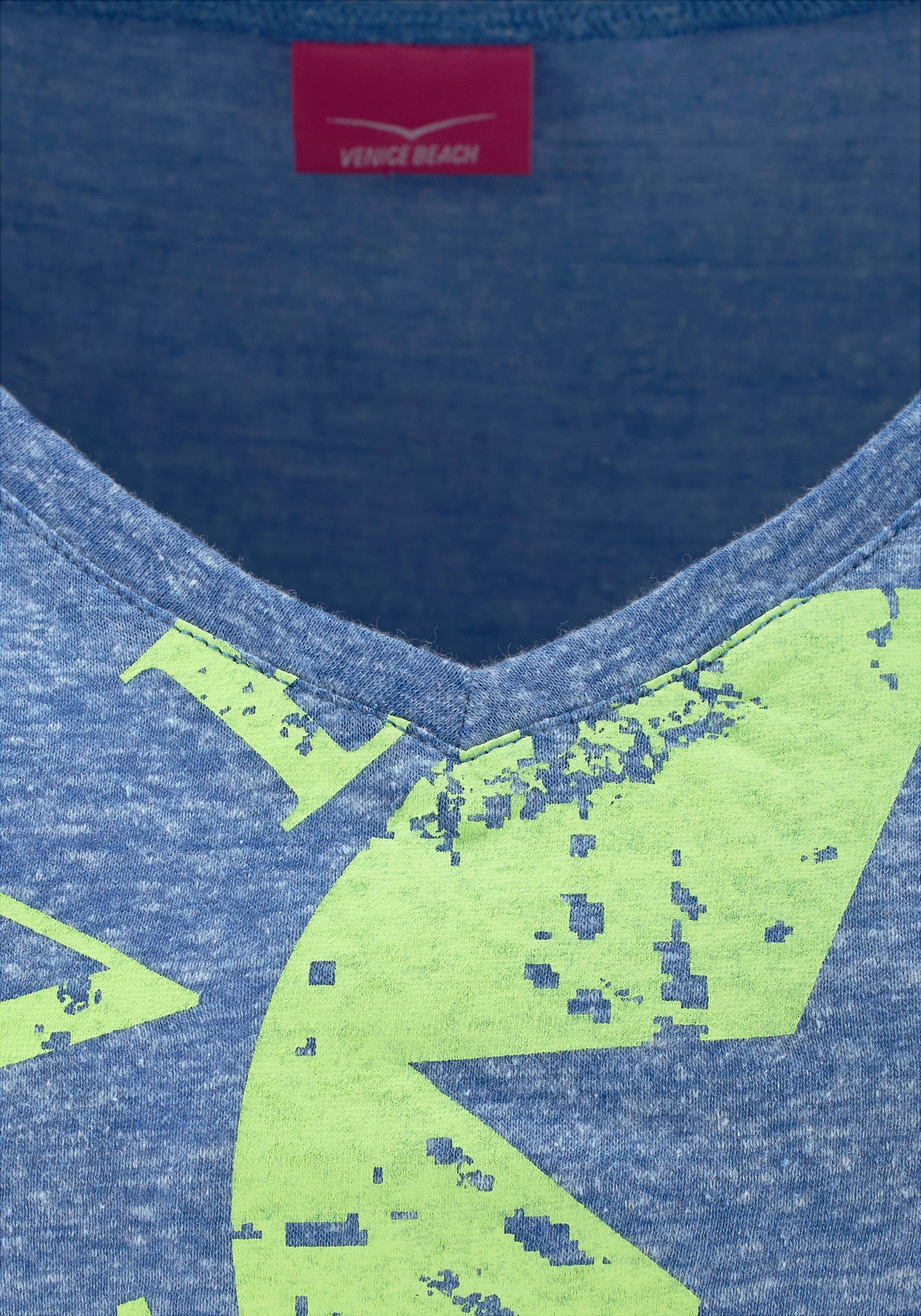 Venice Beach Strandshirt mit Logo-Druck aus melierter Ware, Vintage-Look, sportlich-casual – Bild 3 von 5
