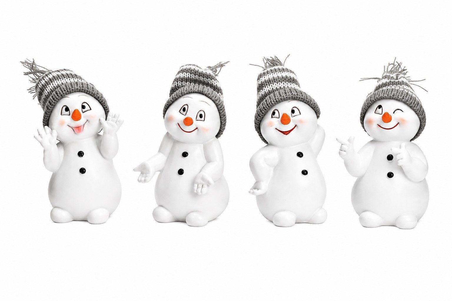 Wurm Weihnachtsfigur Schneemann Dekofiguren 4er Set Polyresin Grau Weiß Weihnachten