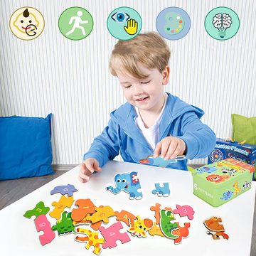 Juoungle Konturenpuzzle Kinder Holzpuzzle Set, Form Puzzles Frühes Lernen Lernspielzeug, Puzzleteile