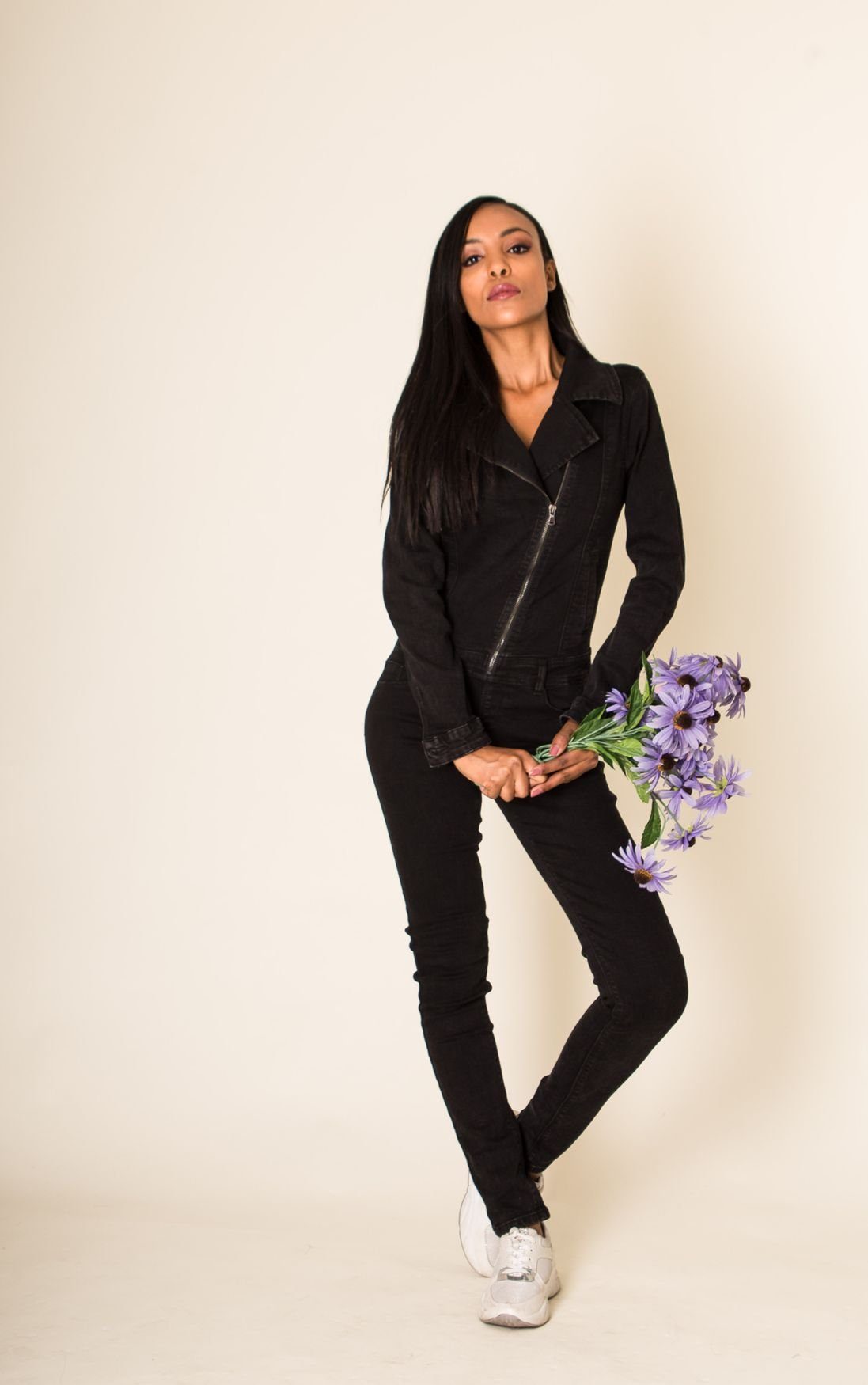 Nina Carter Jumpsuit Jeans Anzug Hosenanzug Einteiler Asymmetrisch (1-tlg) günstig online kaufen