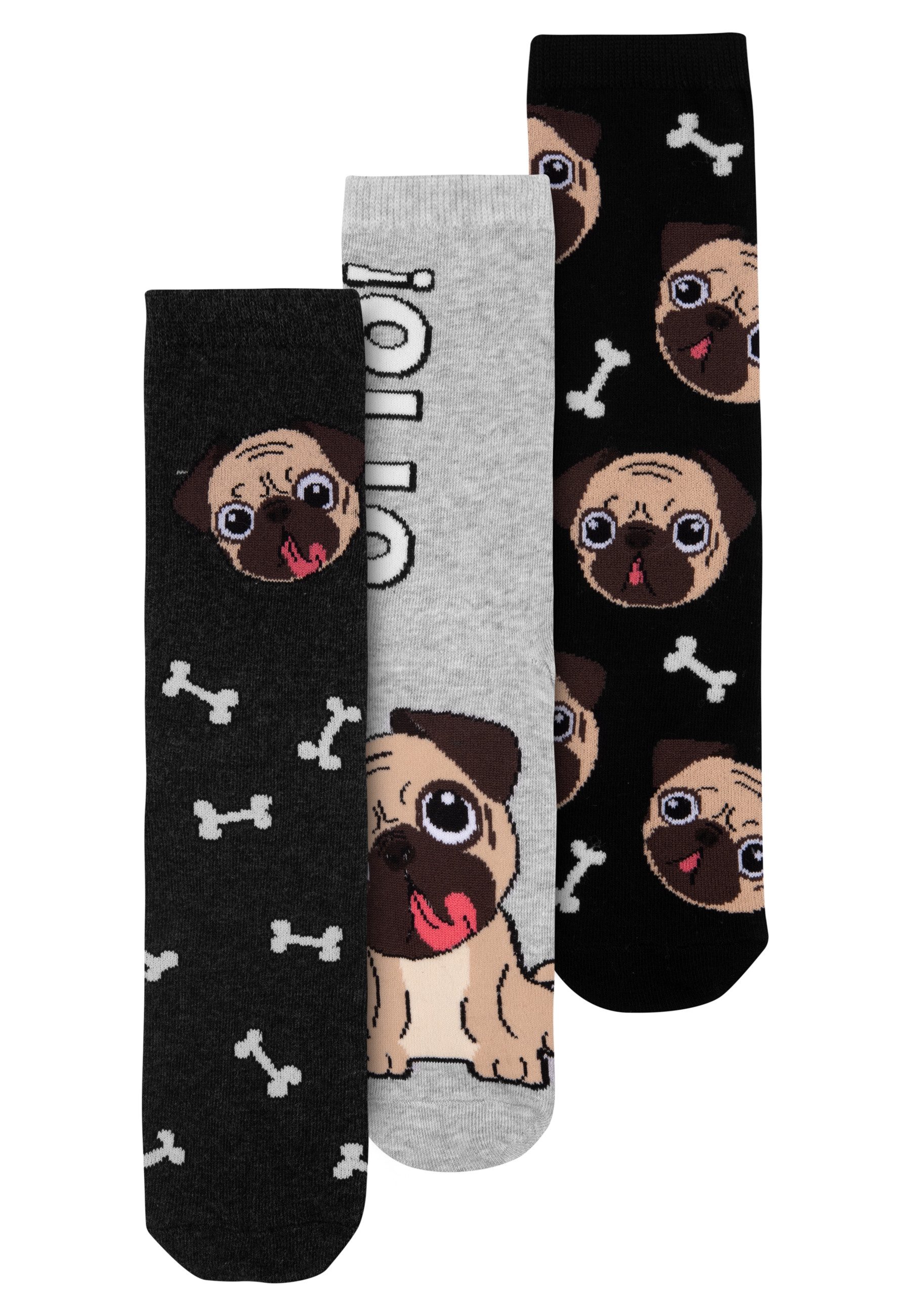 United Labels® Socken Bastian Bielendorfer - Mops Otto! (3er Pack)